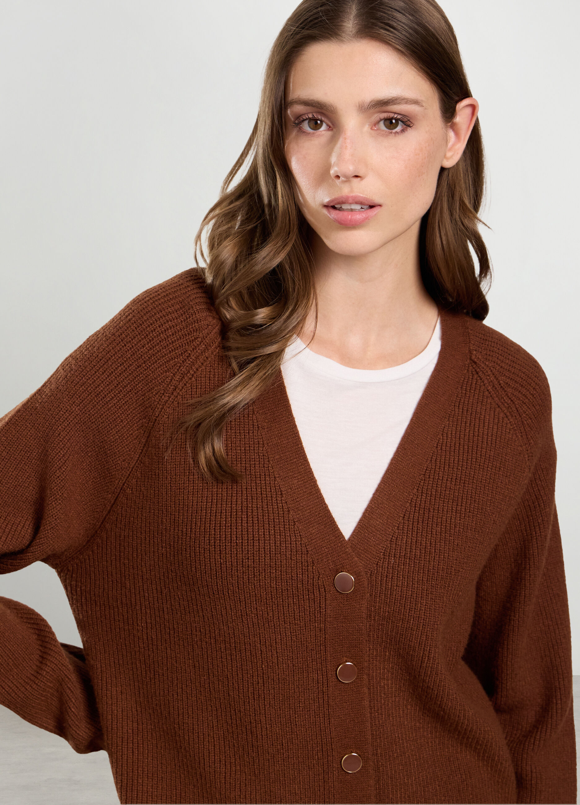 Cardigan in costina di misto viscosa donna_2