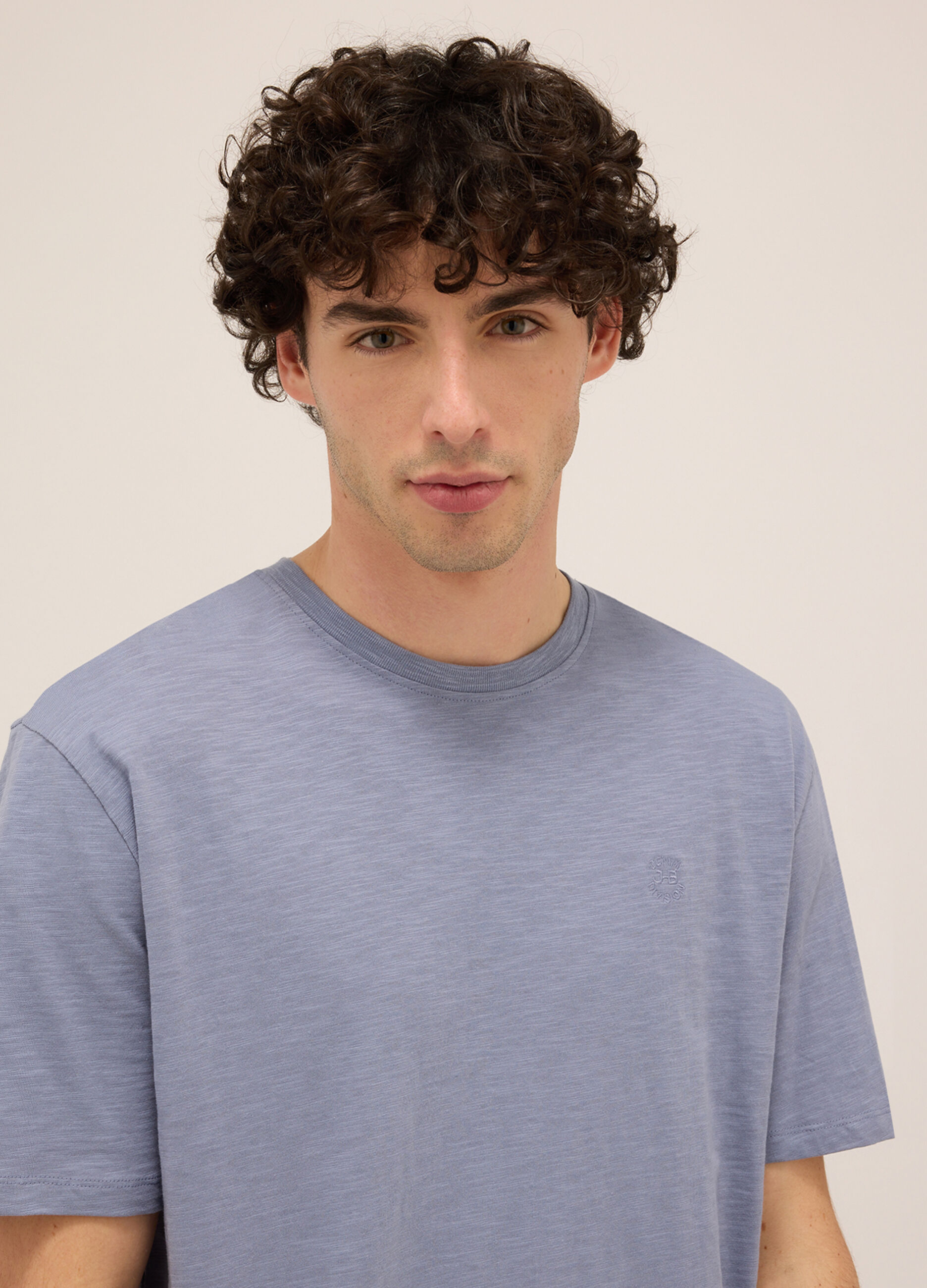 T-shirt girocollo in puro cotone mélange uomo_2