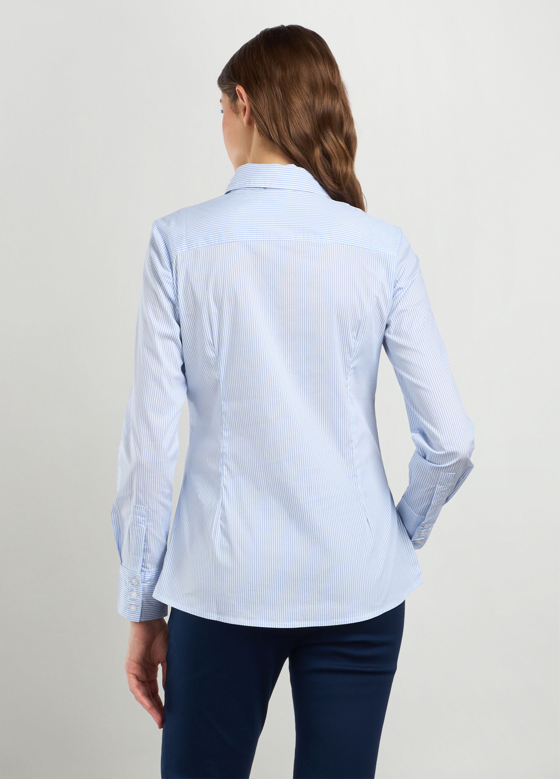 Camicia a righe in misto cotone donna_1