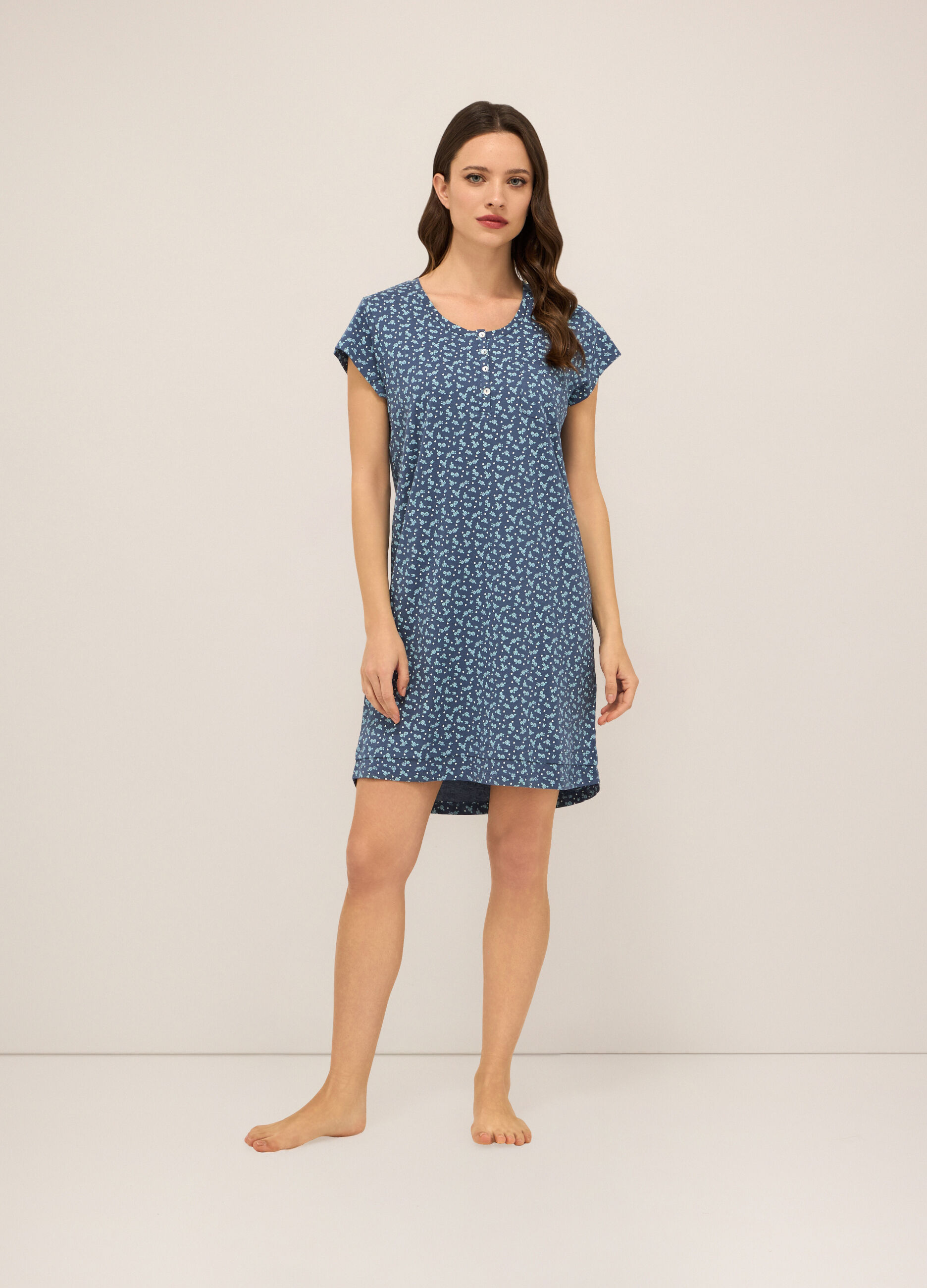 Camicia da notte in jersey di puro donna_0