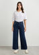 Pantaloni in denim di puro cotone wide leg donna_0