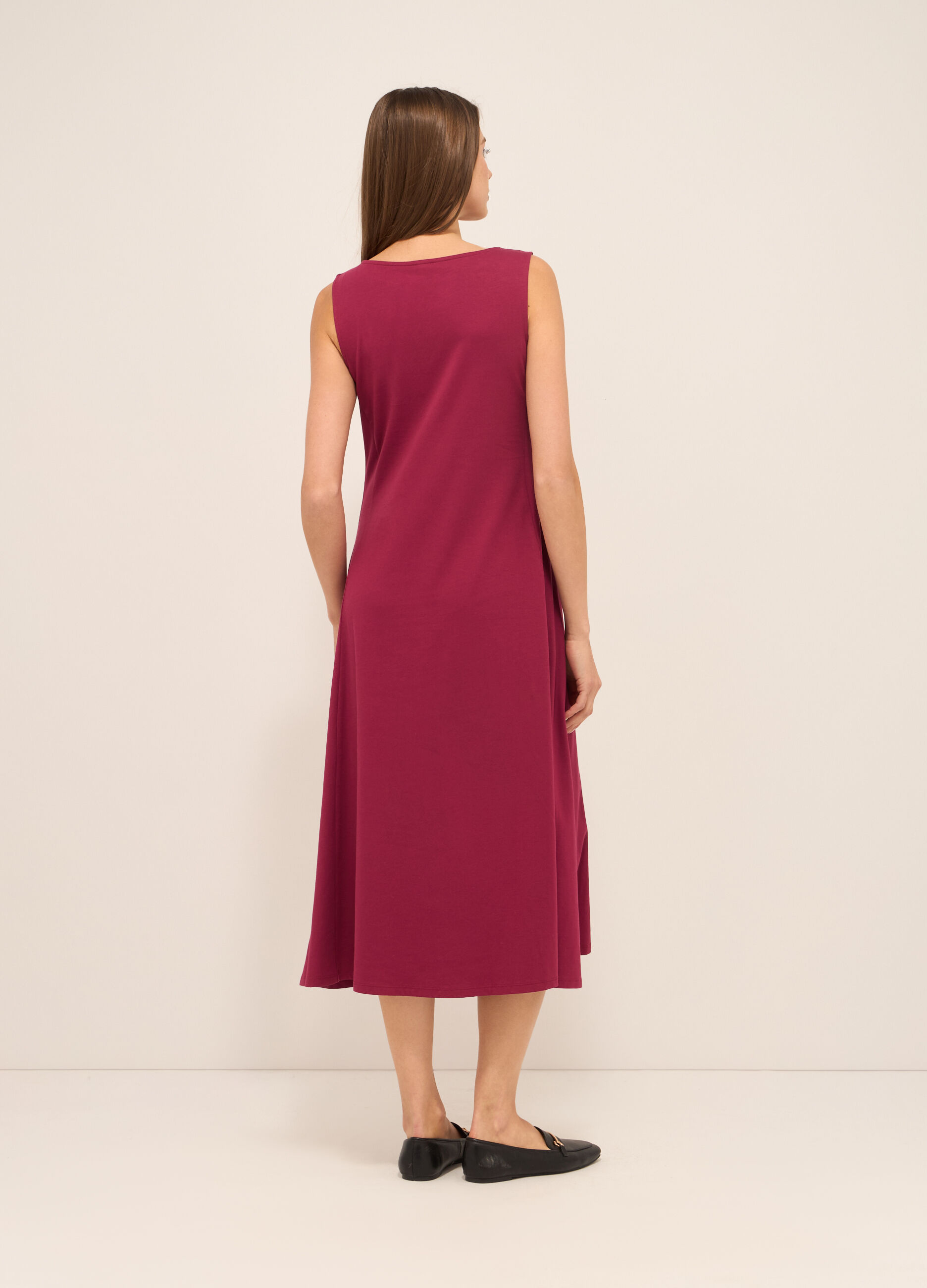 Abito lungo in jersey di cotone stretch donna_1