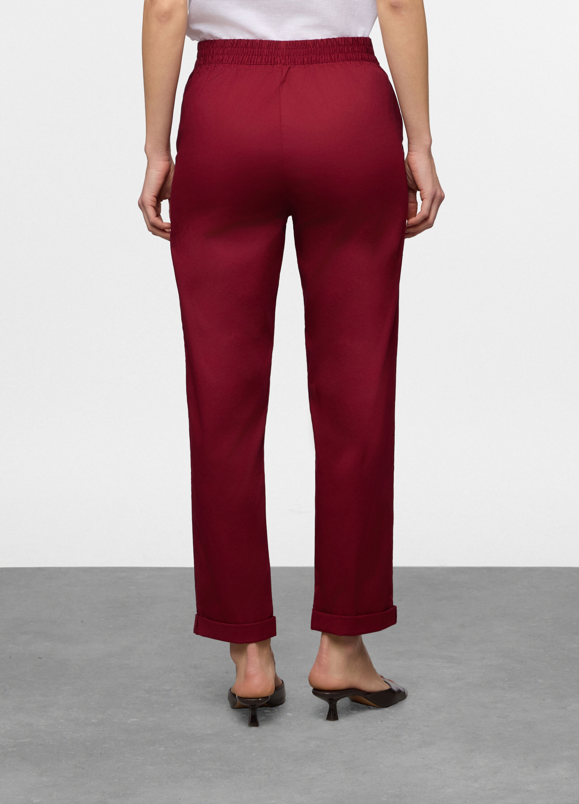 Pantaloni Fit Straight in twill di cotone stretch donna_1