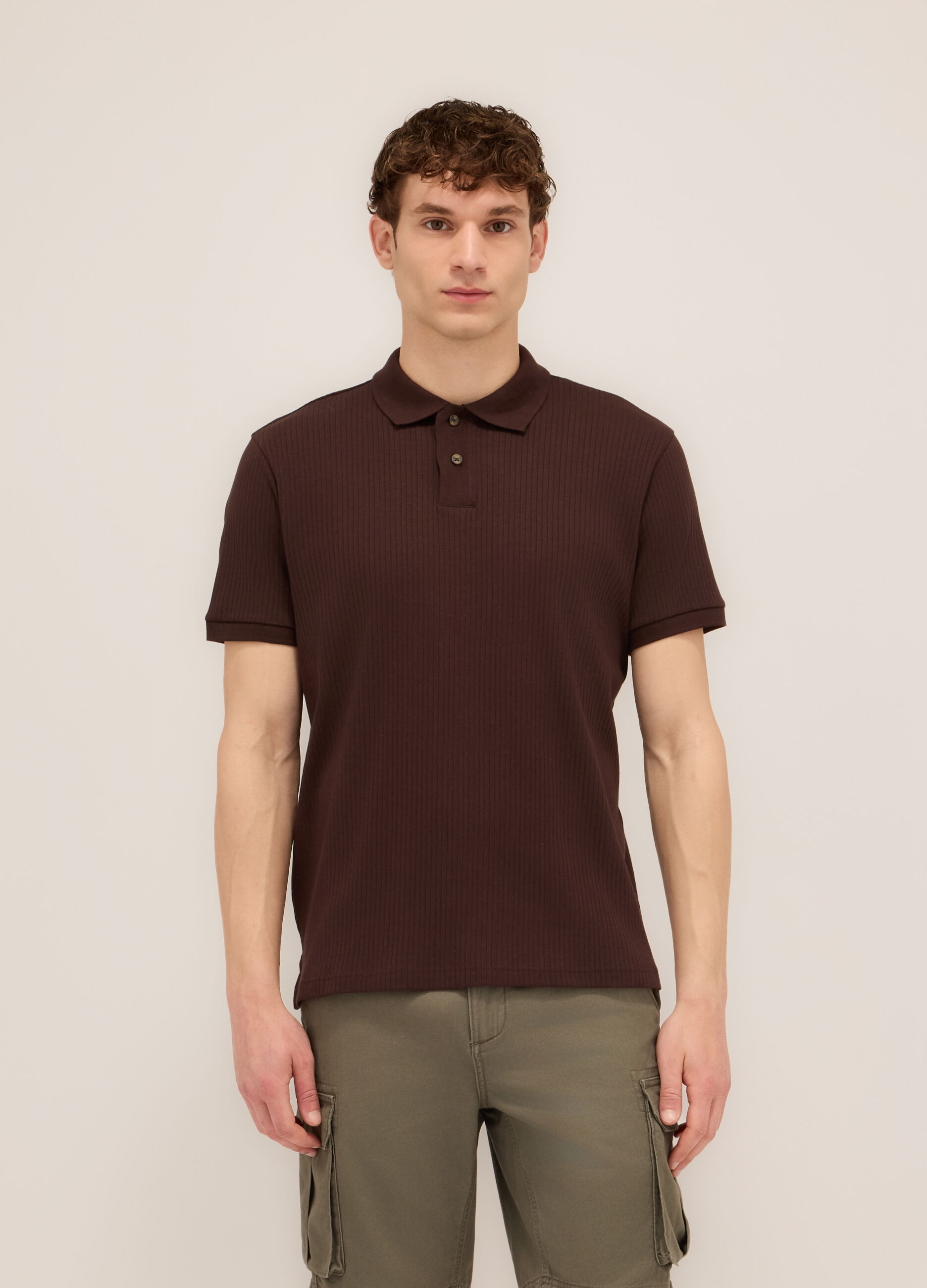 Polo a maniche corte in interlock di cotone stretch uomo_0