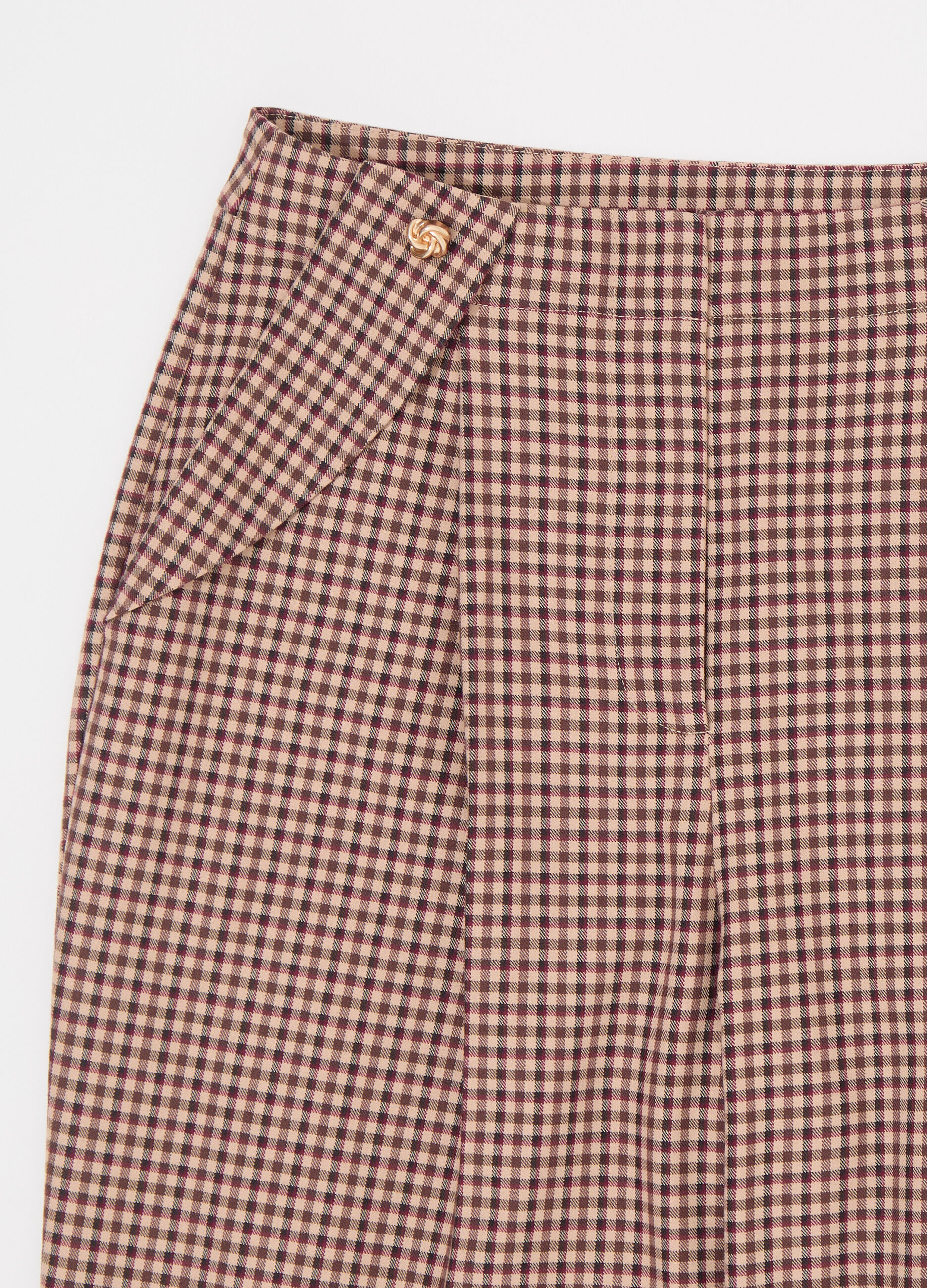 Pantalone a vita alta a quadretti donna_6