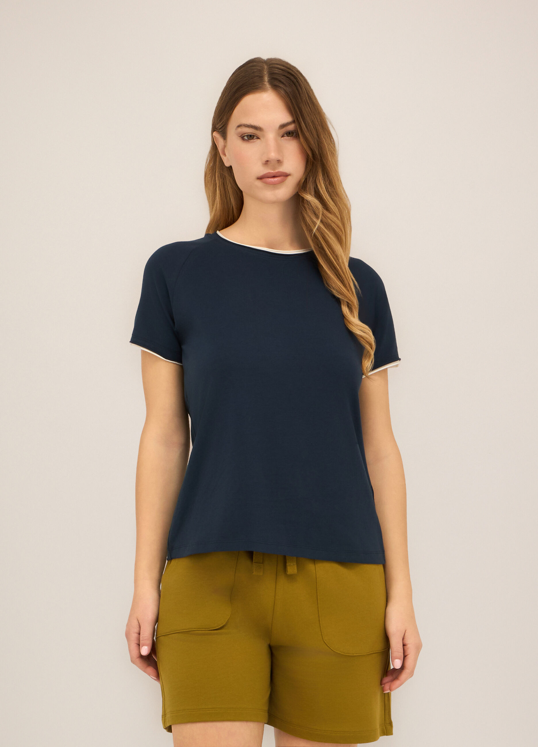 T-shirt in jersey di cotone stretch donna_0