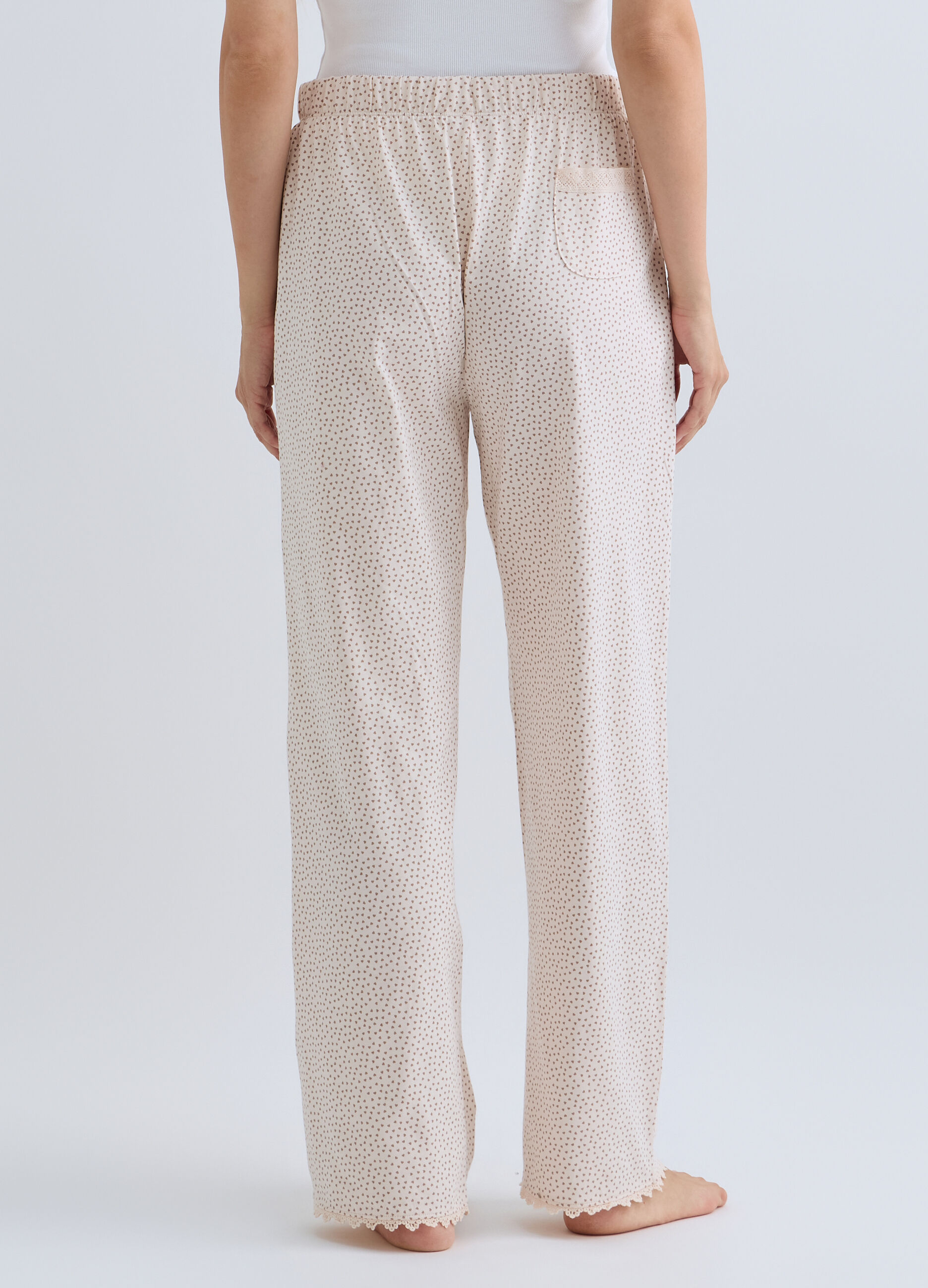 Pantaloni lunghi pigiama in jersey di puro cotone donna_1