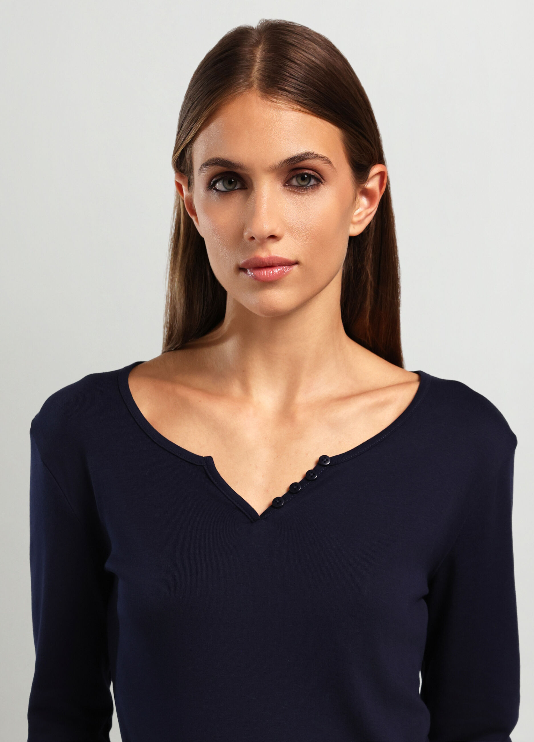 T-shirt in costina di puro cotone donna_2