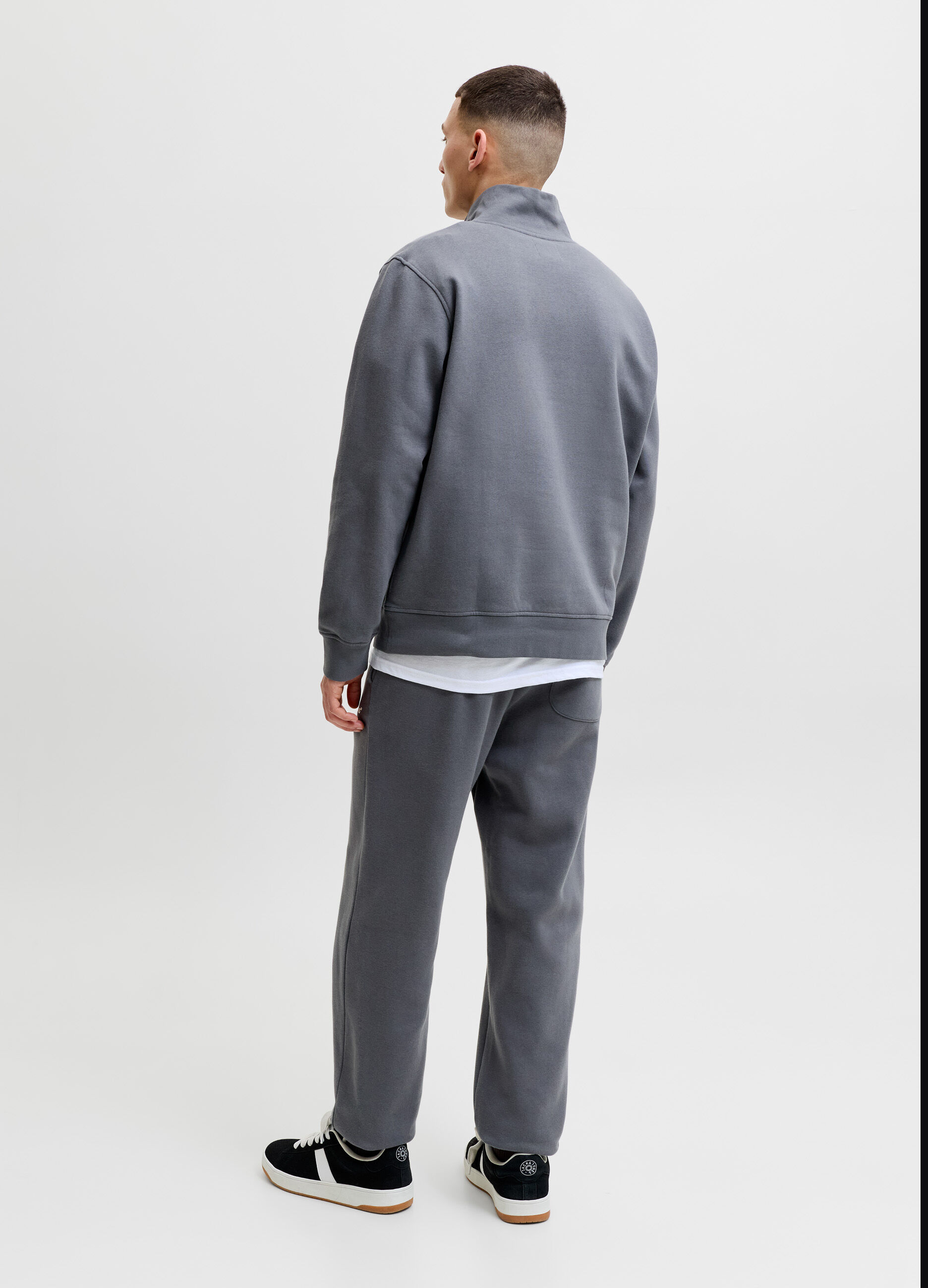 Felpa con mezza zip e logo uomo_1