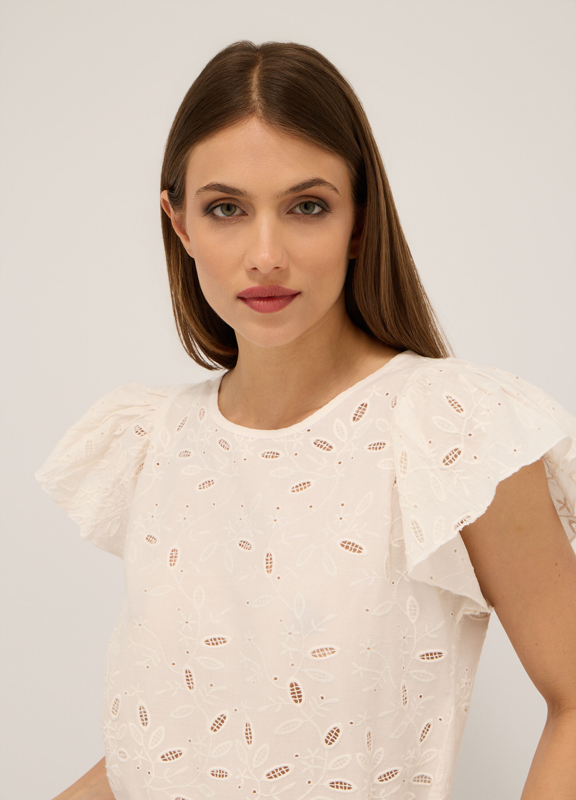 Blusa in puro cotone con ricami donna_2