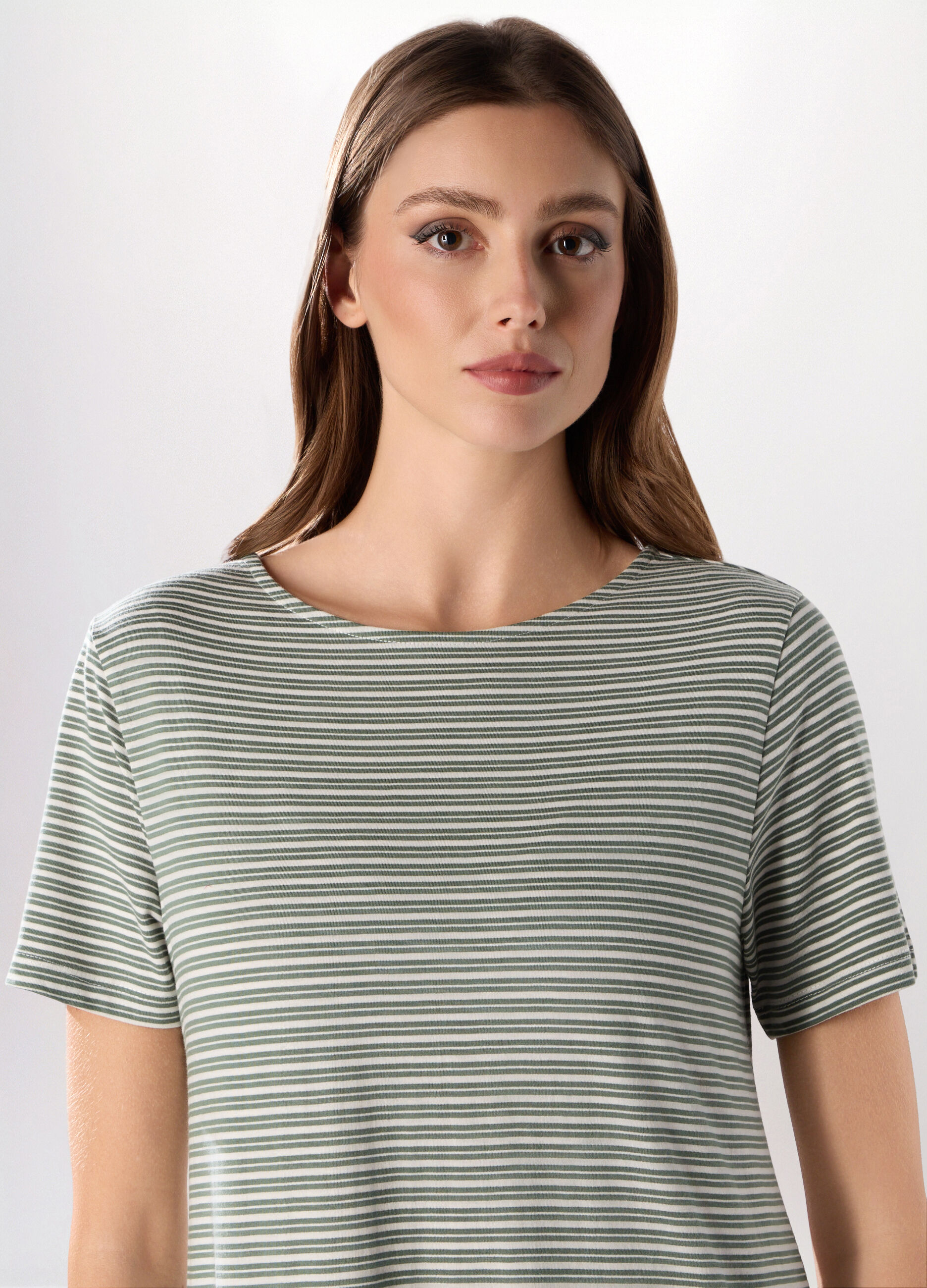 Vestito corto misto cotone a righe donna_2
