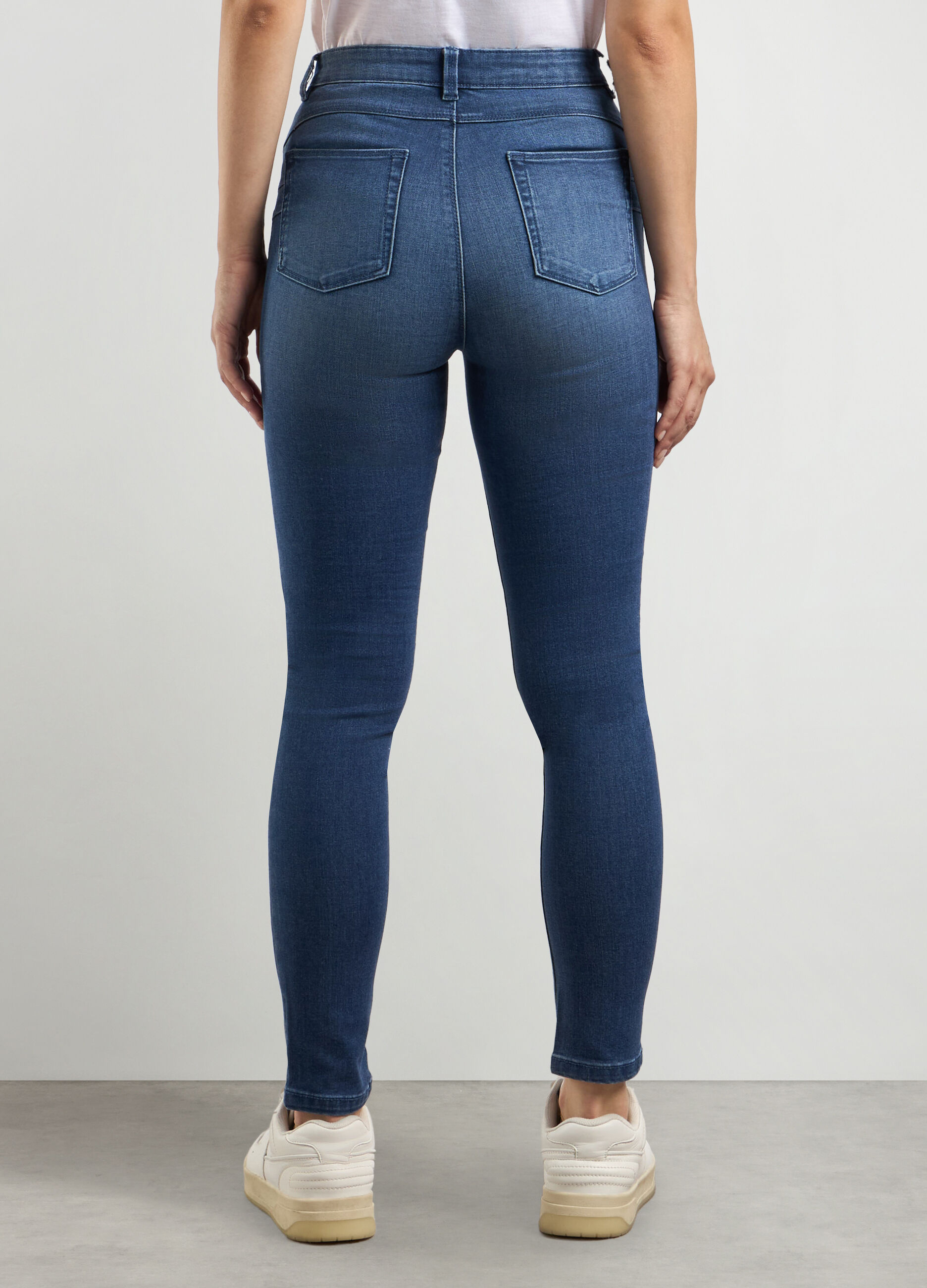 Treggings in denim di misto cotone stretch donna_1