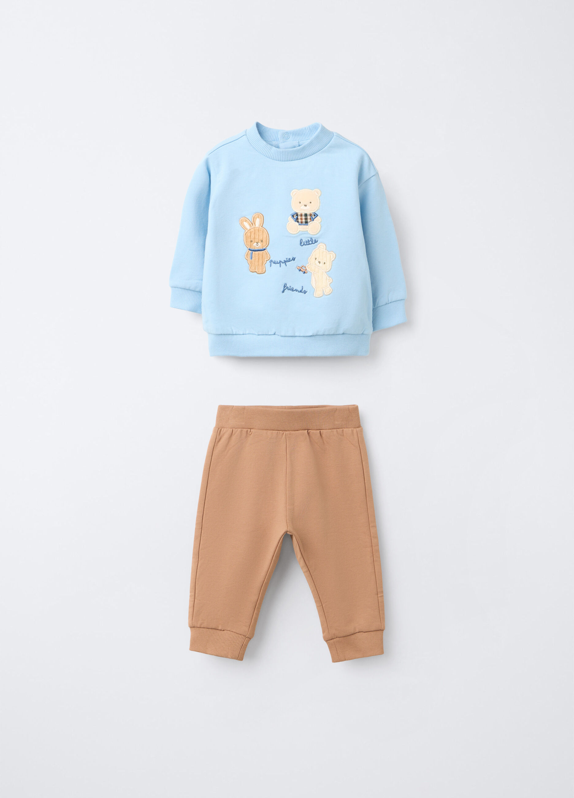 Jogging set in felpa di cotone stretch neonato_0