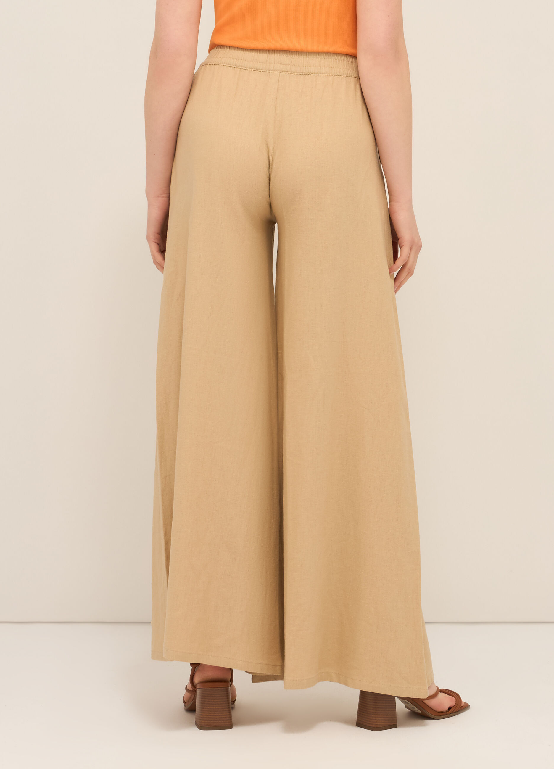 Pantalone palazzo in misto lino donna_1