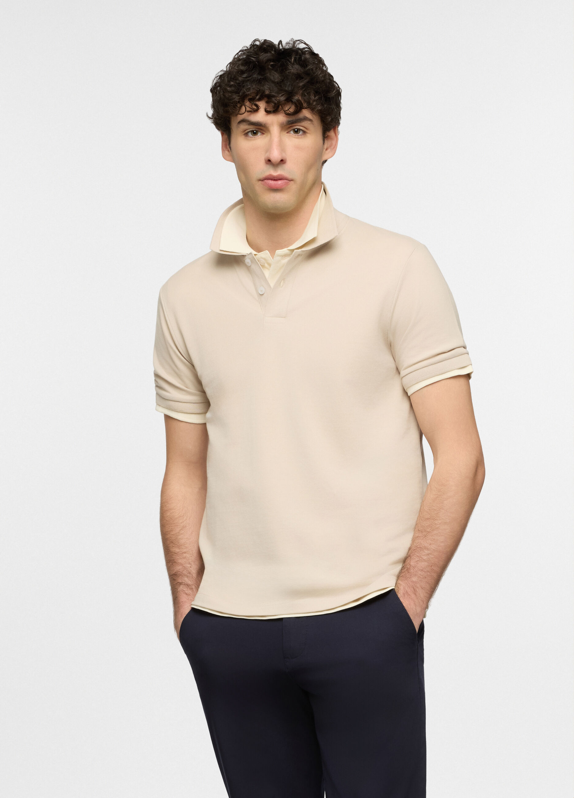 Polo a maniche corte in piquet di cotone uomo_0