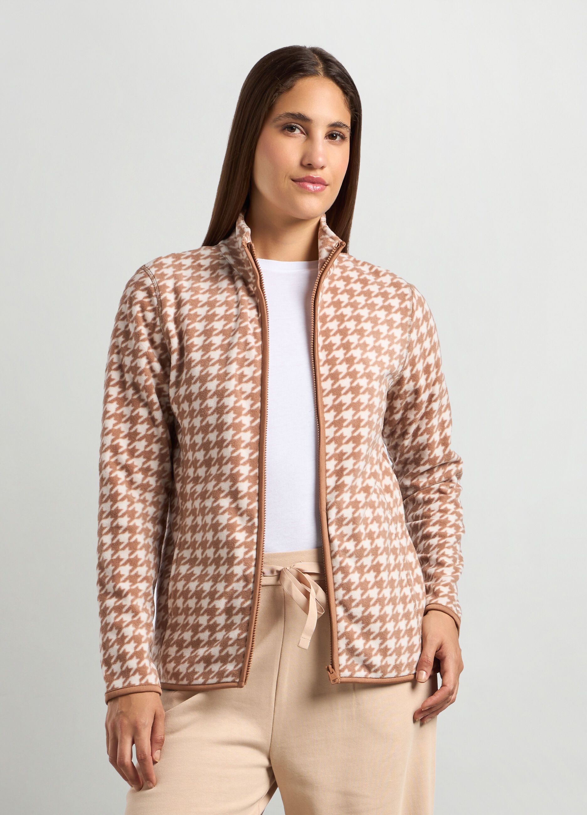 Felpa in pile con stampa donna _0