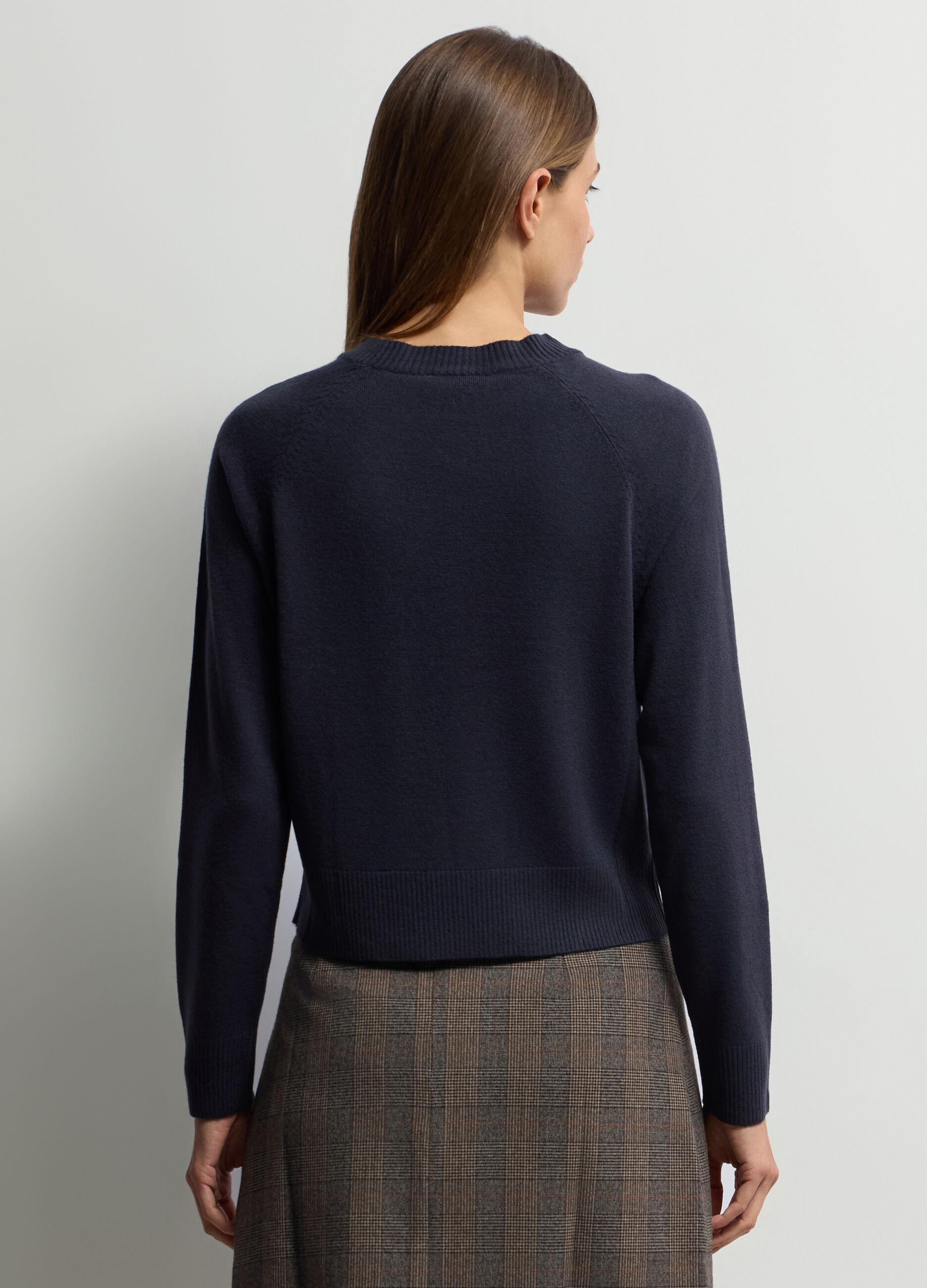 Pullover girocollo in maglia rasata donna_1