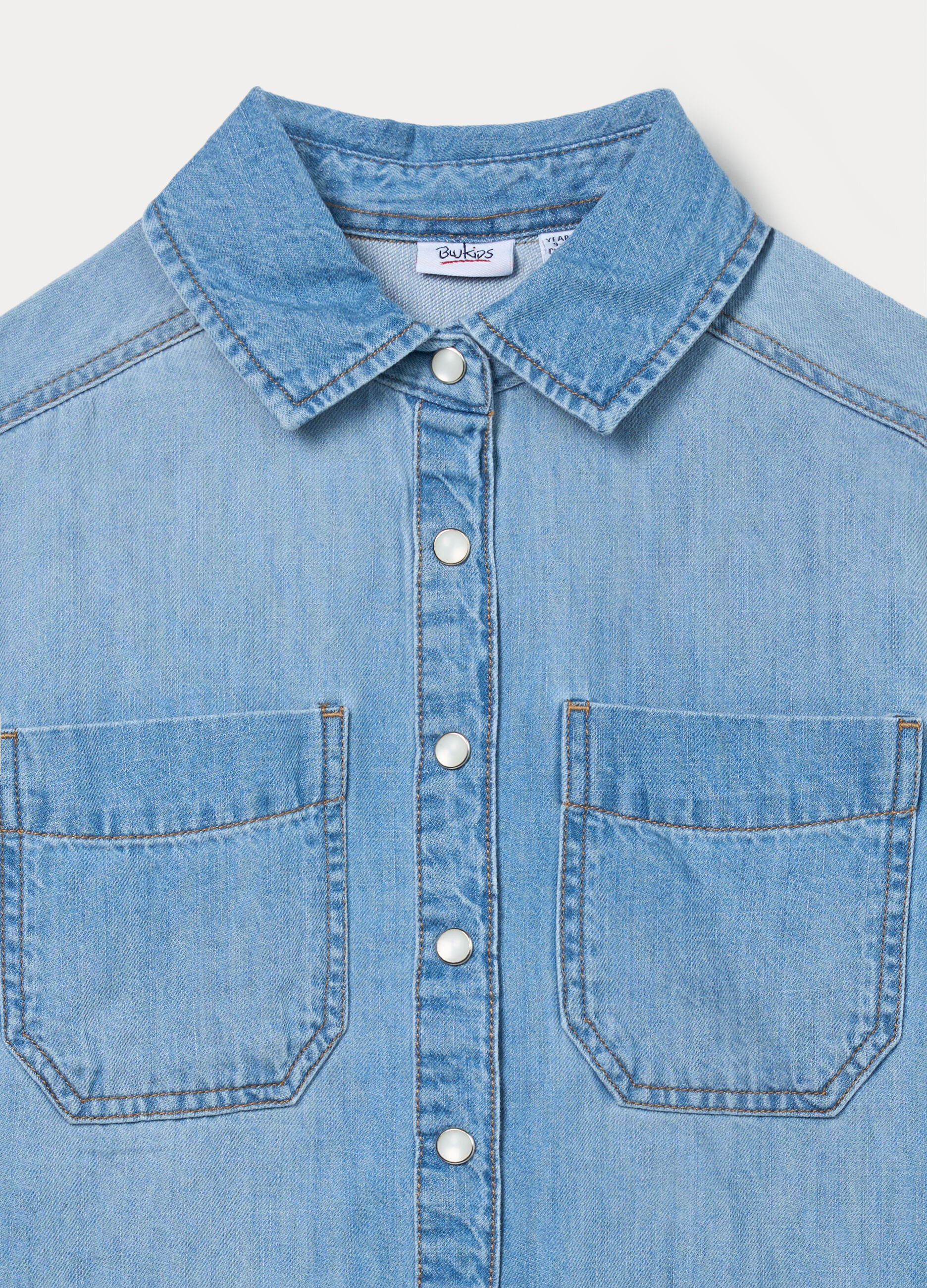 Camicia in denim di puro cotone ragazza_2