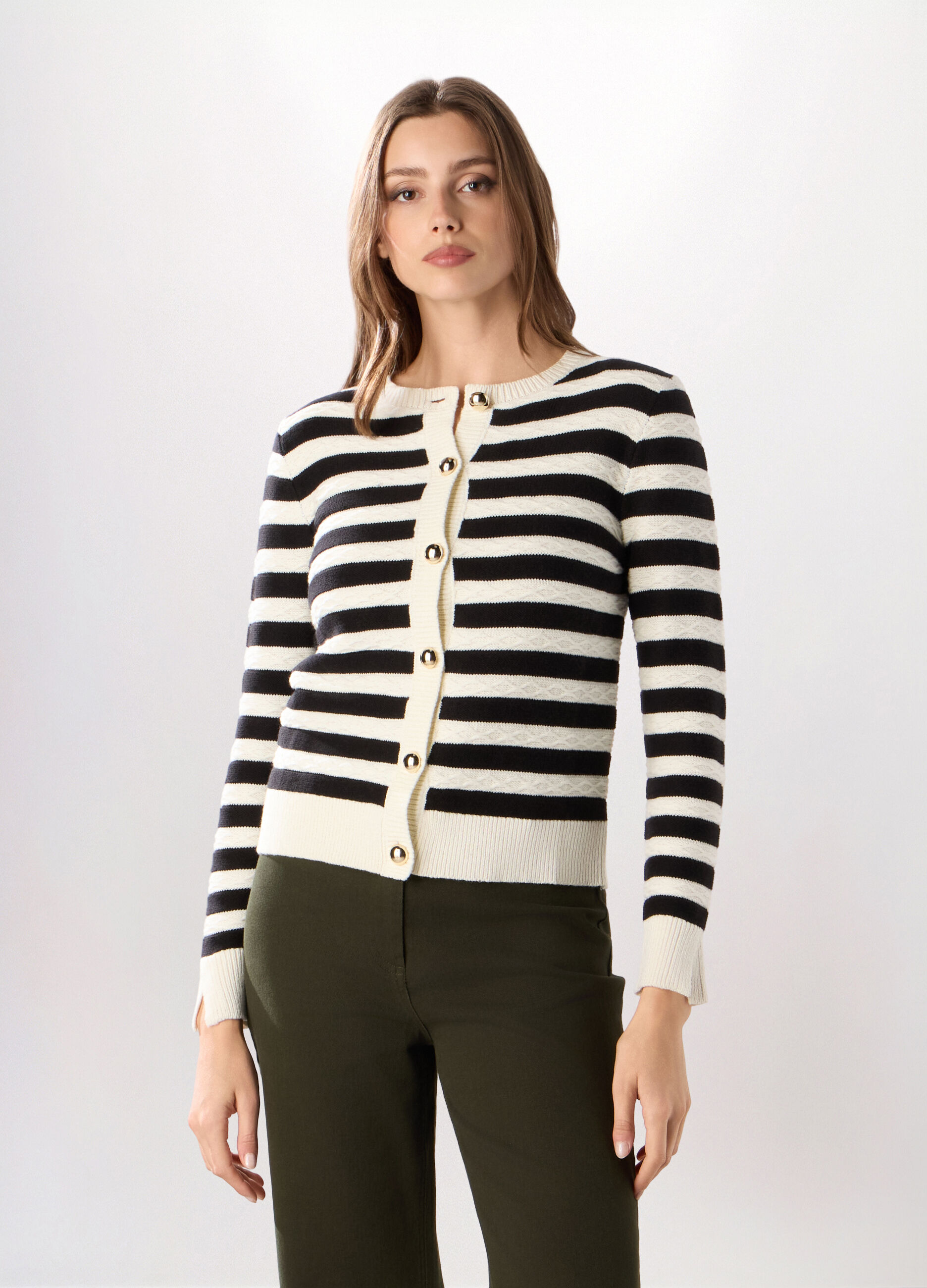 Cardigan tricot misto cotone donna_0