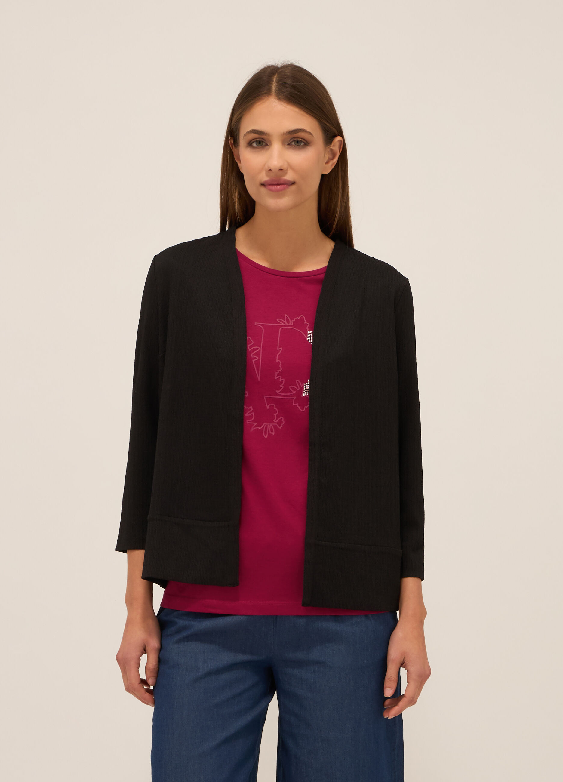 Giacca con lavorazione jacquard donna_0