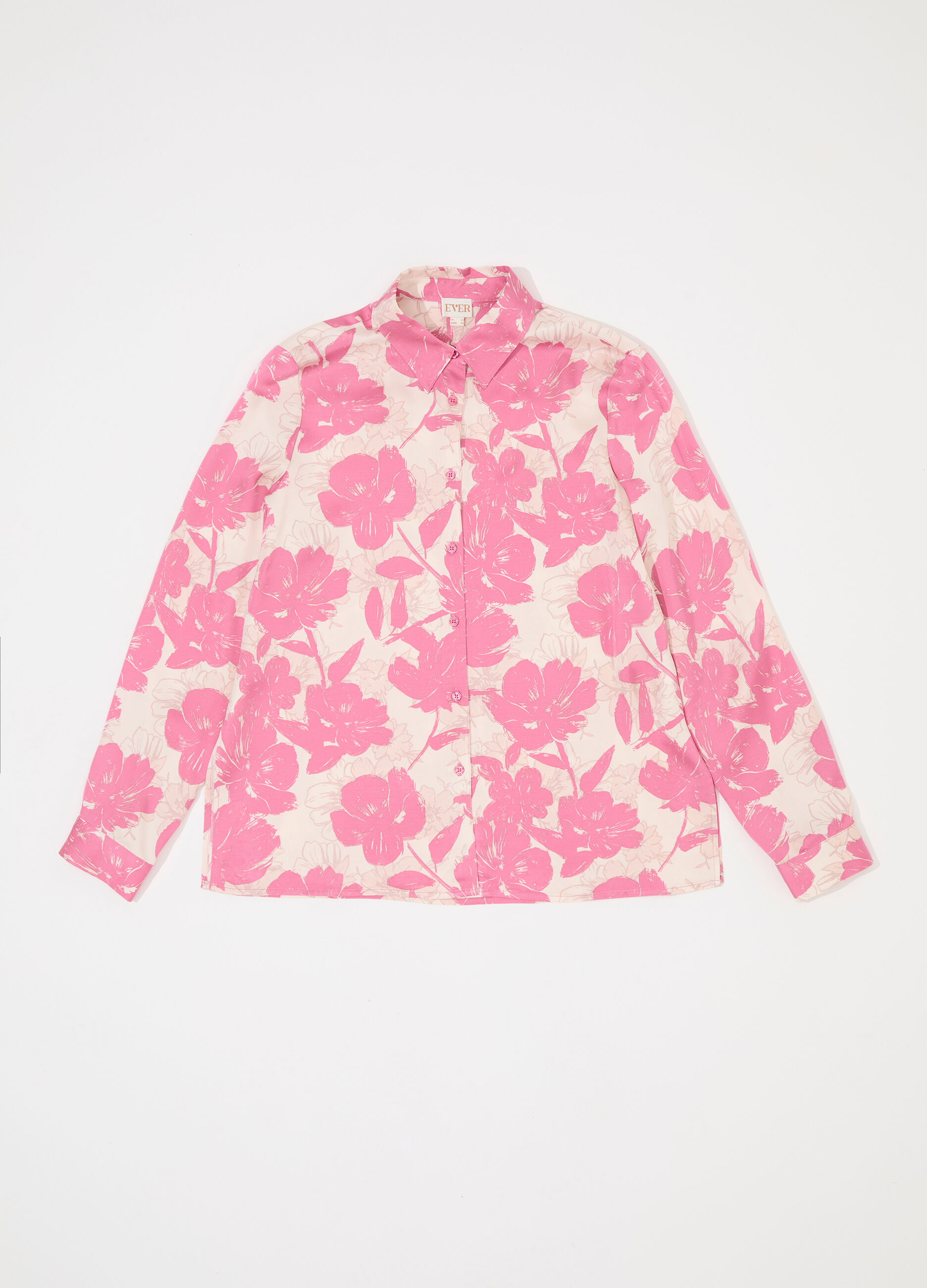 Camicia in viscosa satin con stampa floreale donna_4