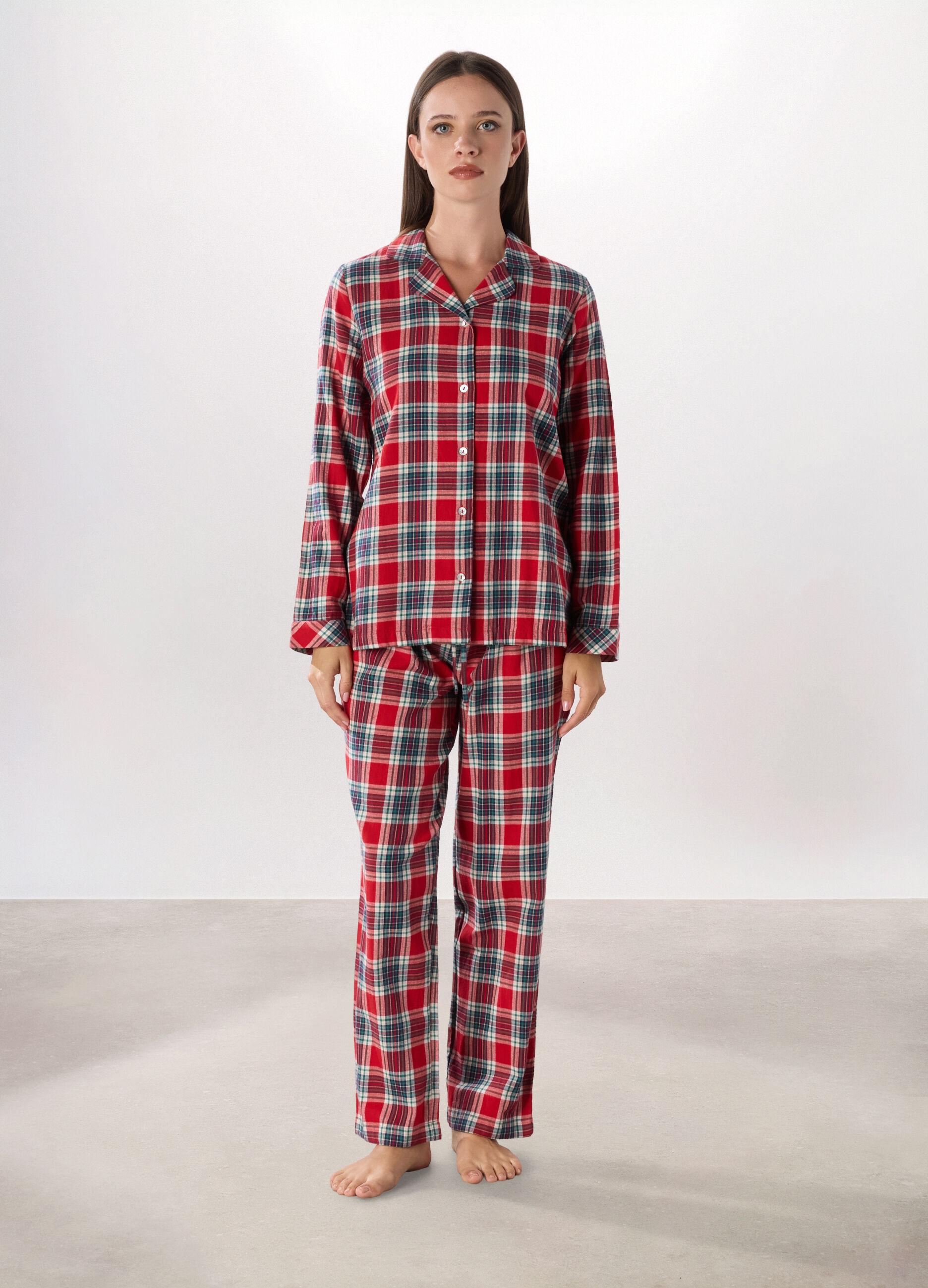 Set pigiama in flanella di puro cotone donna_0