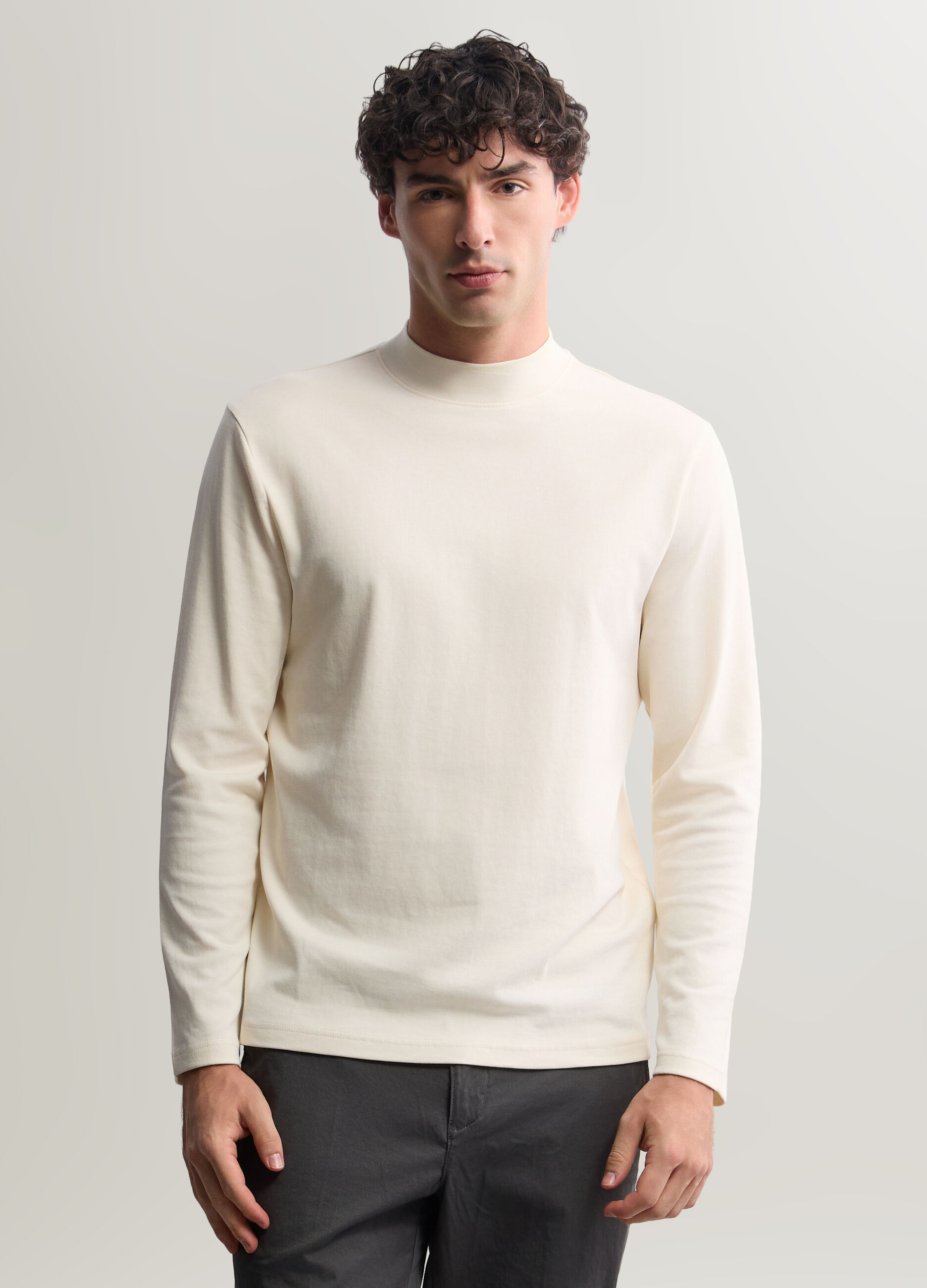 Maglia lupetto in interlock di cotone uomo_0