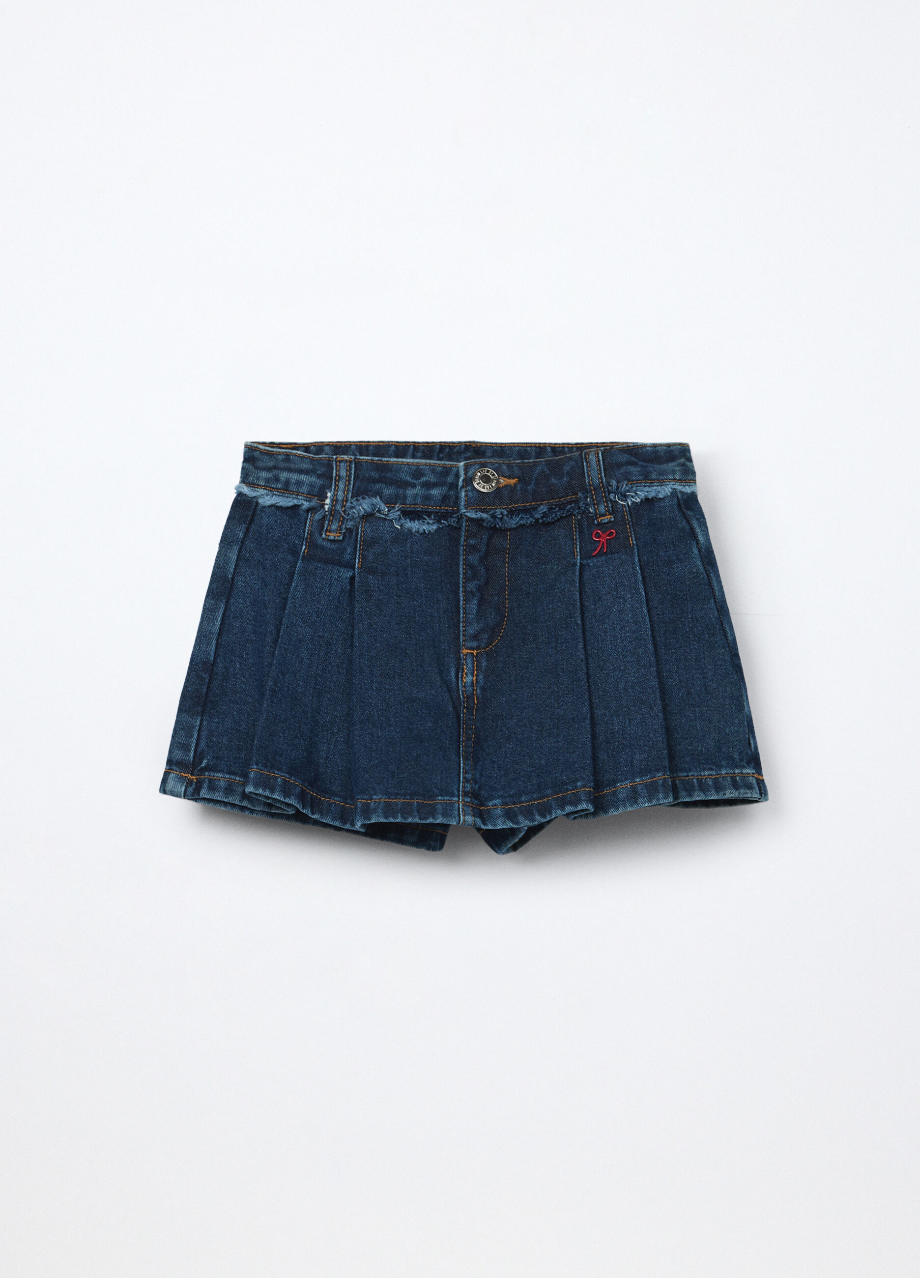 Gonna pantalone in denim di puro cotone bambina