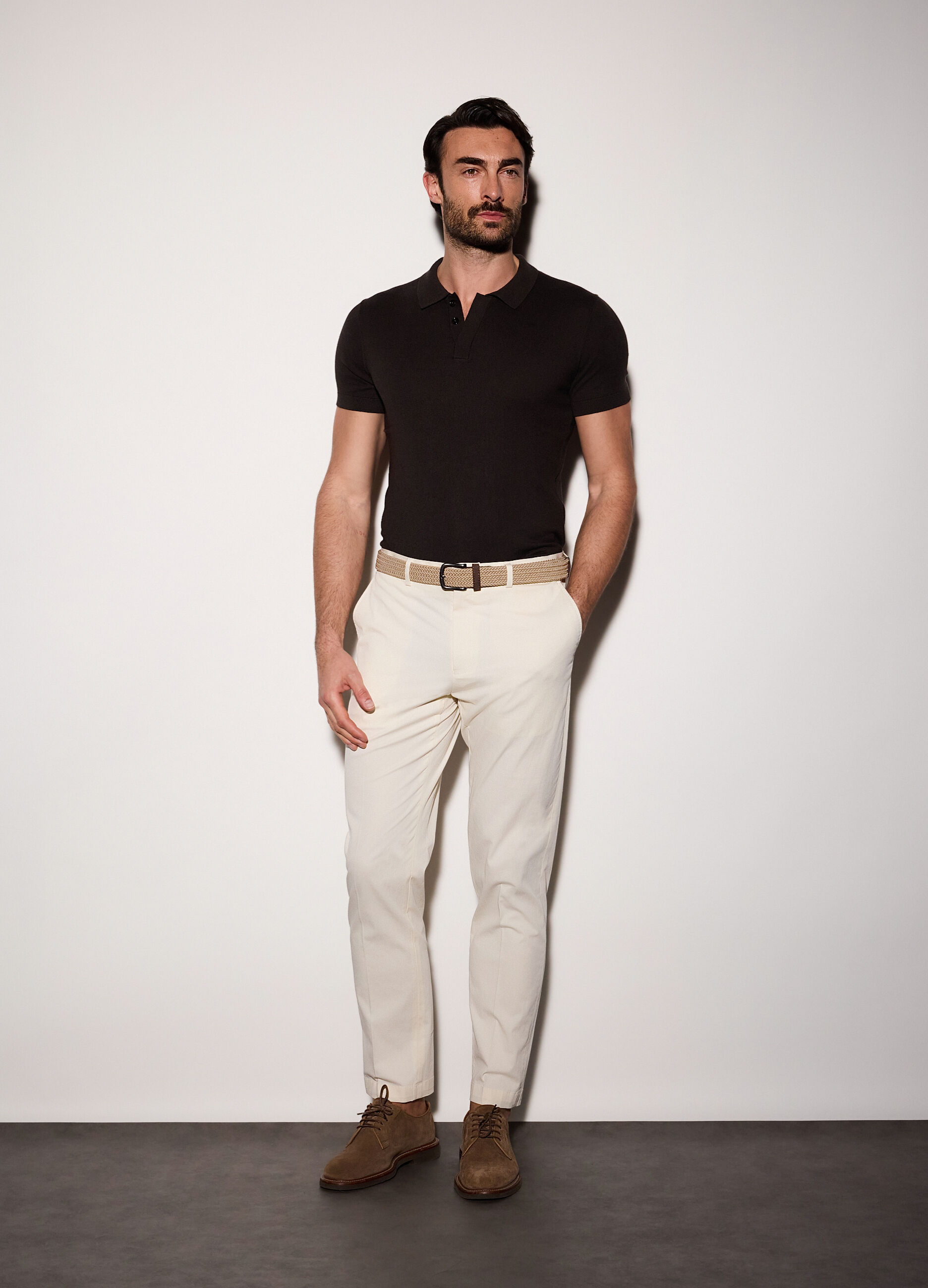 Pantalone chino slim fit in cotone stretch uomo_0