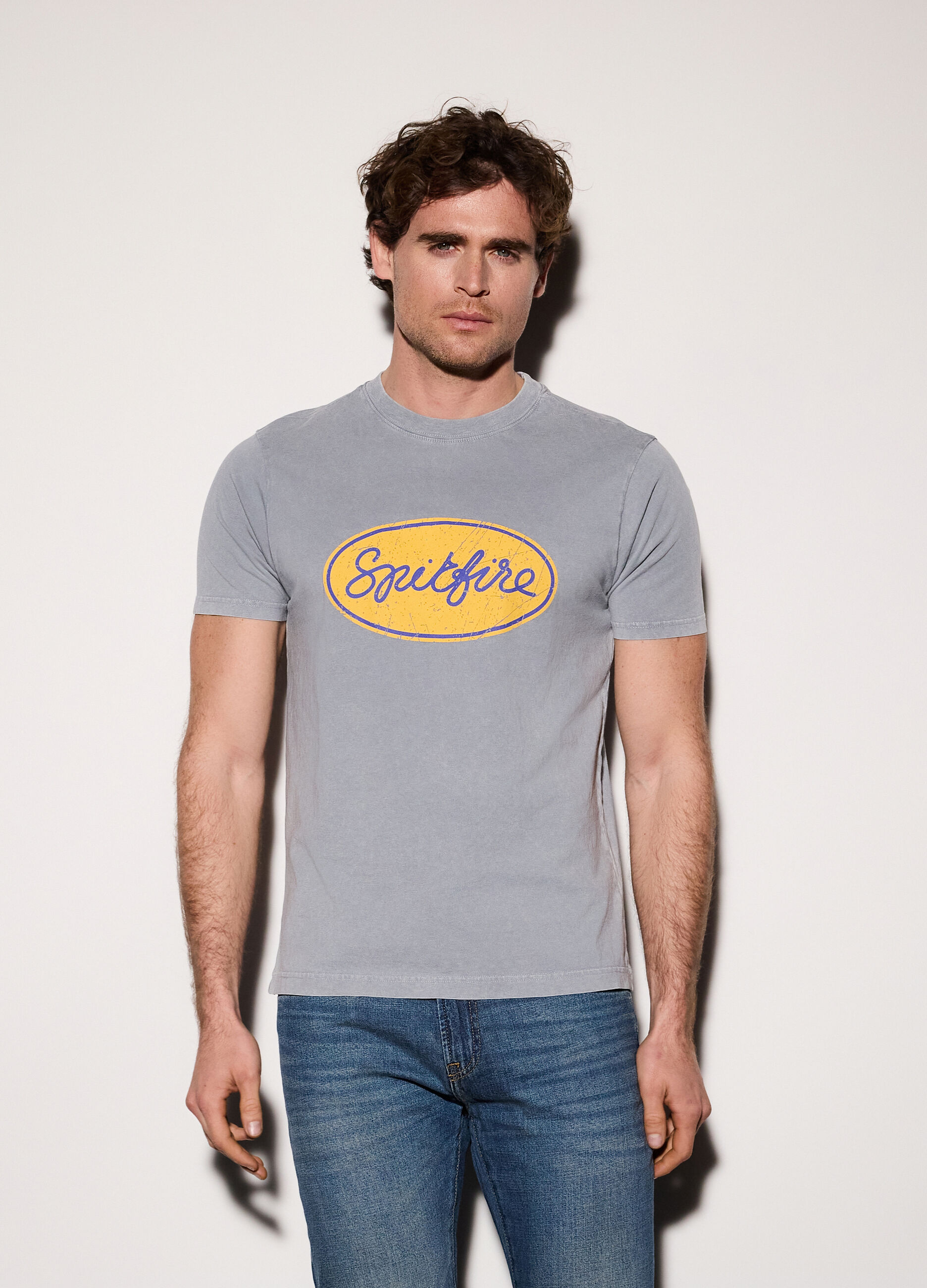 T-shirt in jersey di cotone con stampa uomo_0