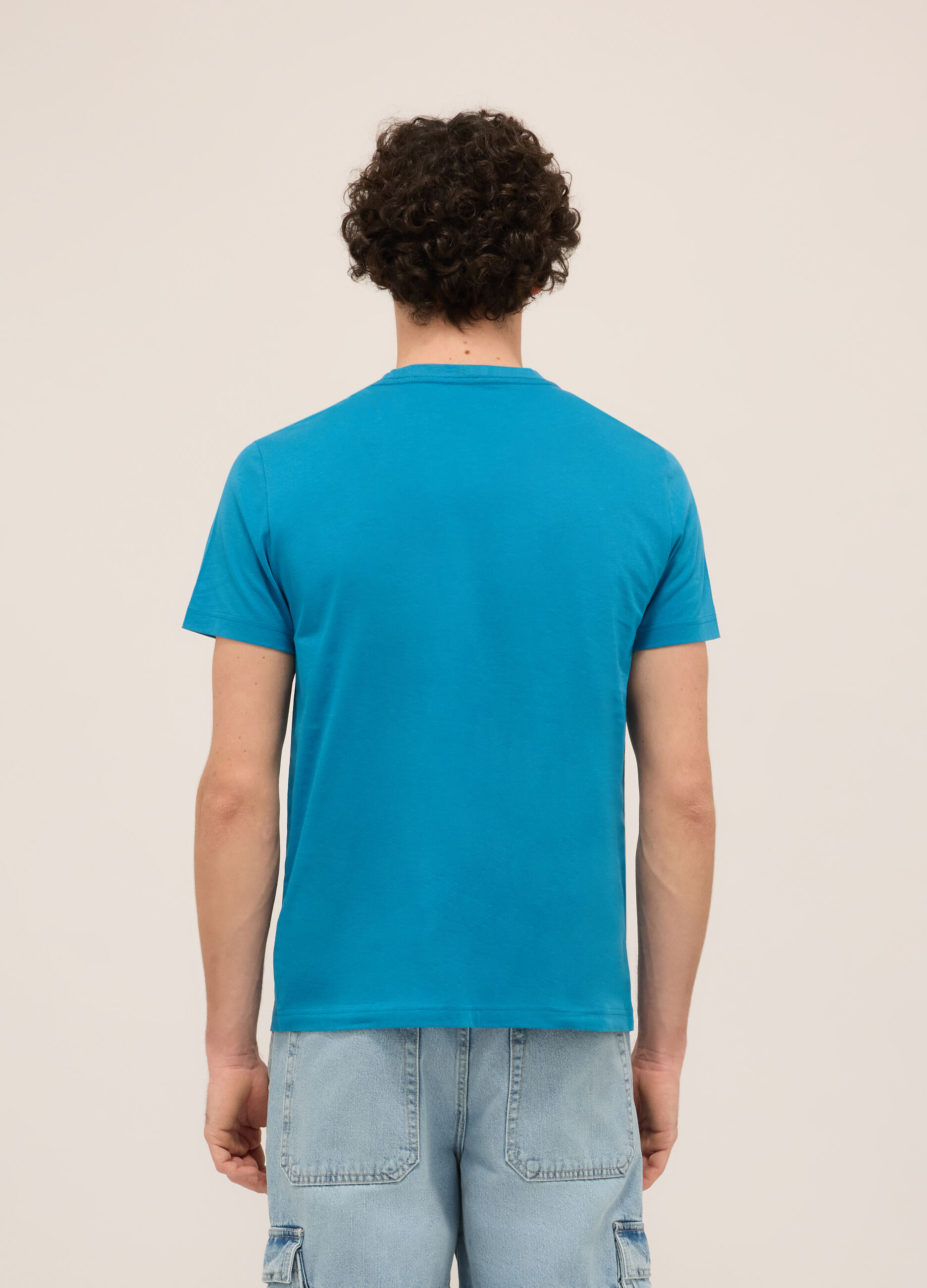 T-shirt girocollo in cotone con stampa uomo_1