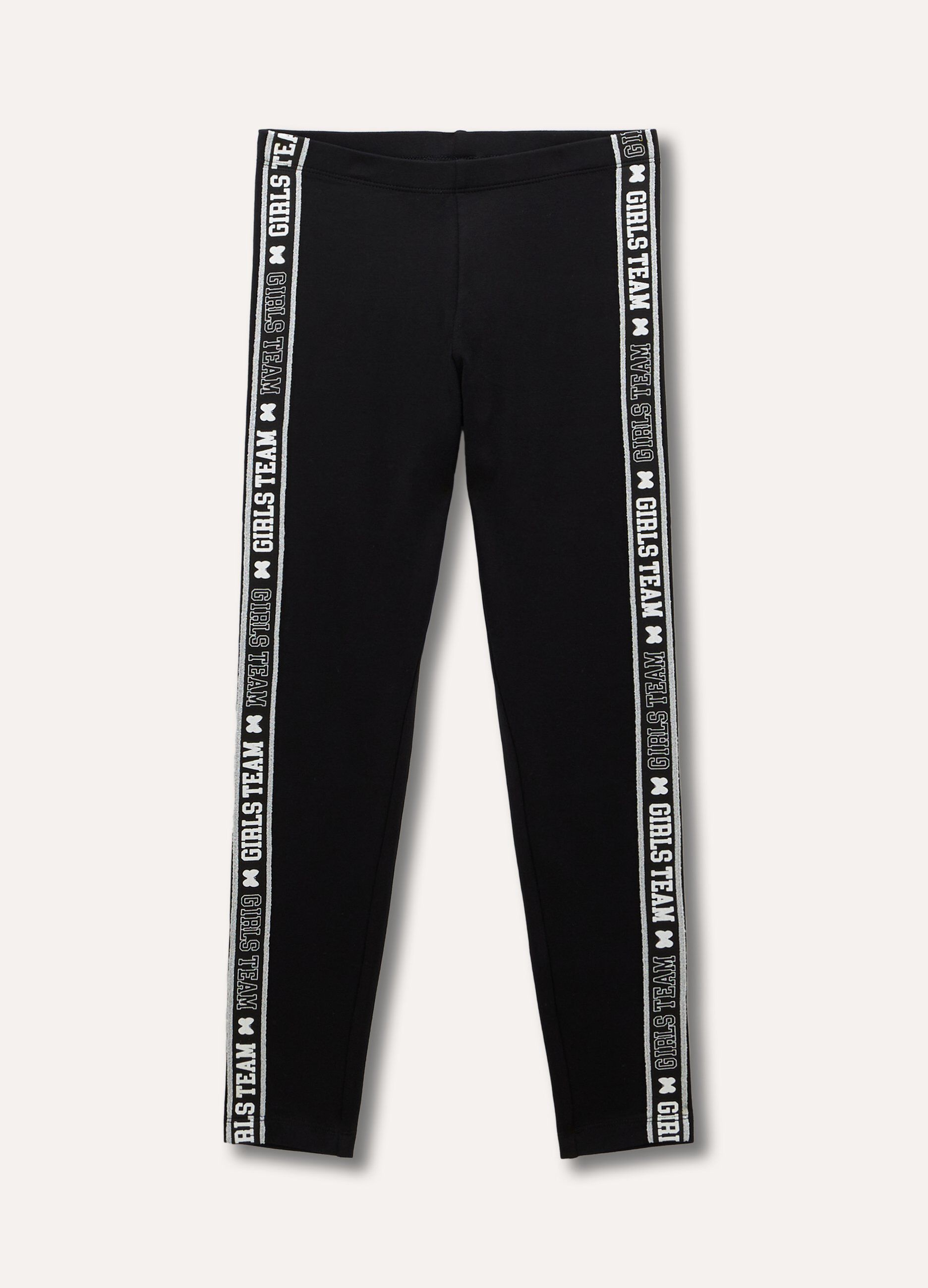 Leggings in cotone stretch con glitter ragazza