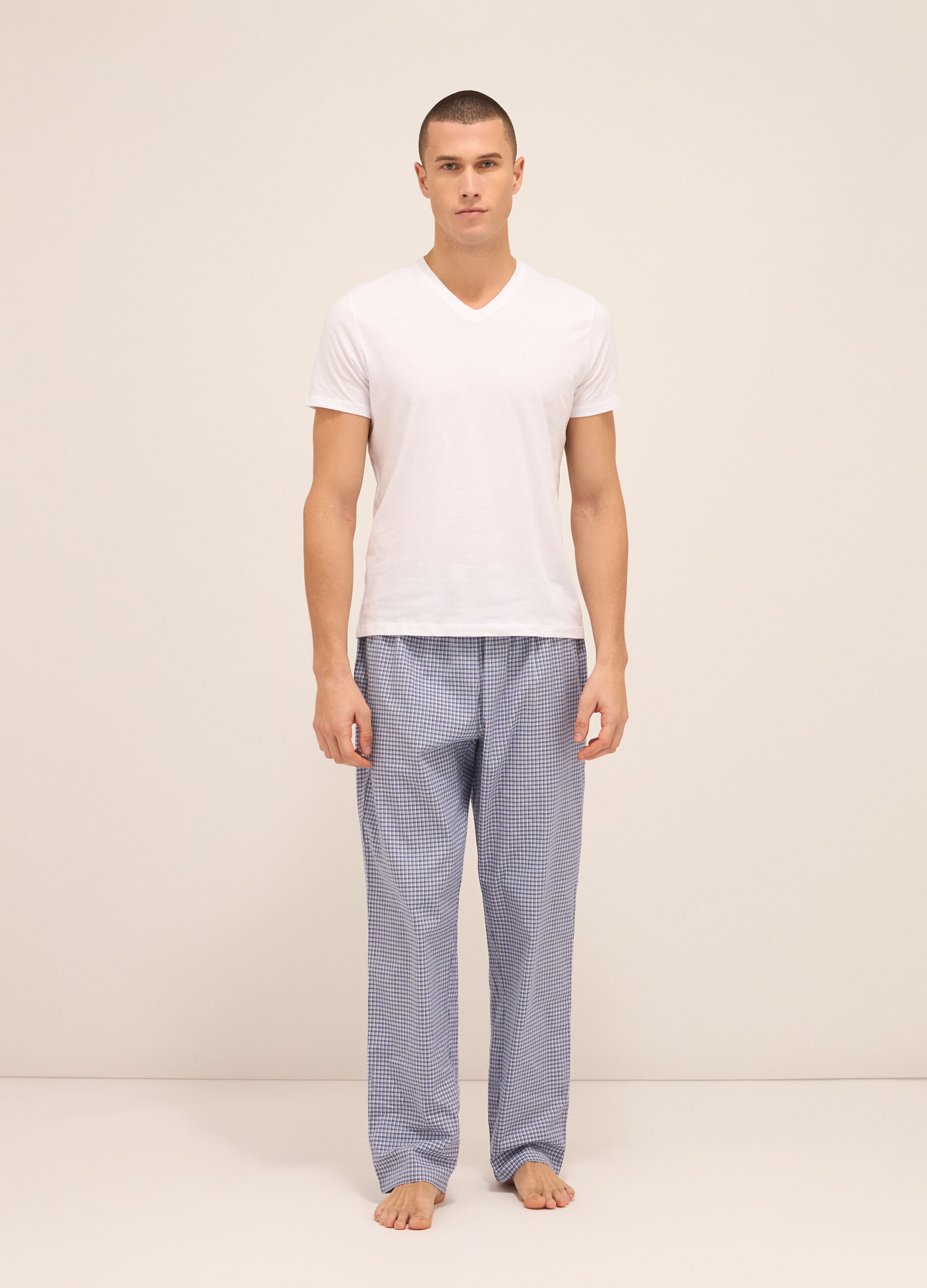 Pantaloni del pigiama in tela di cotone a quadretti uomo_0