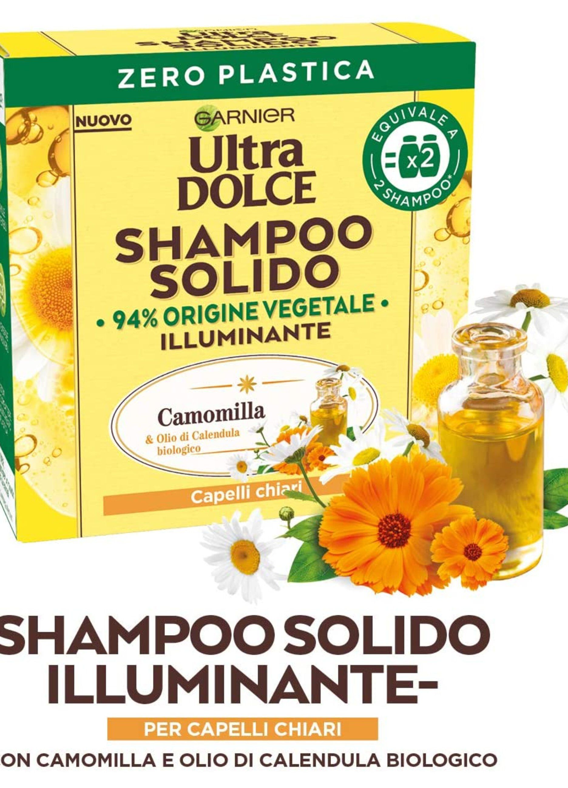 Garnier Ultra Dolce Shampoo Solido Camomilla, Per Capelli Chiari, Con packaging 100% ecologico plastic-free, 60 gr._1