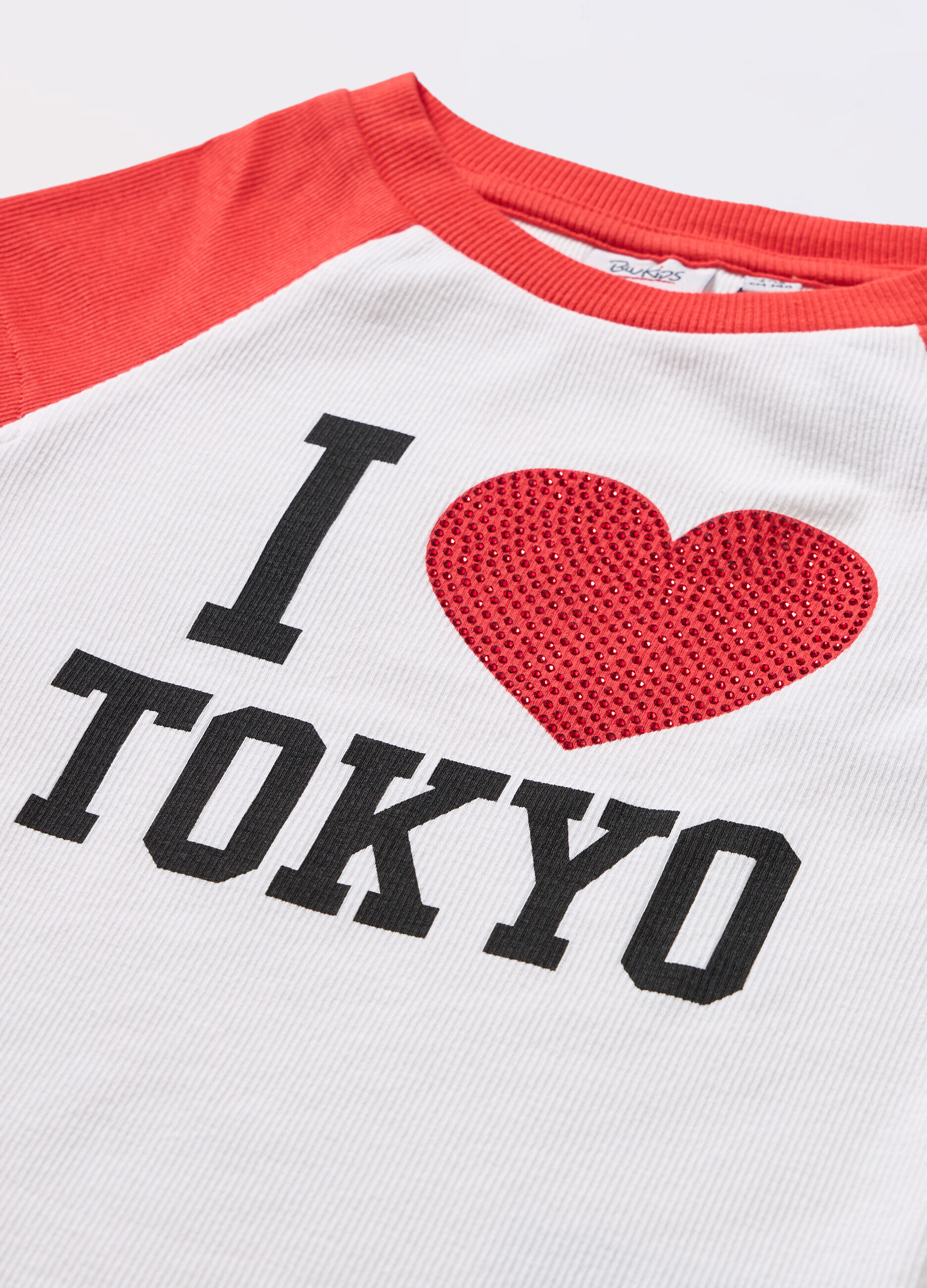 T-shirt in costina di cotone stretch ragazza_1