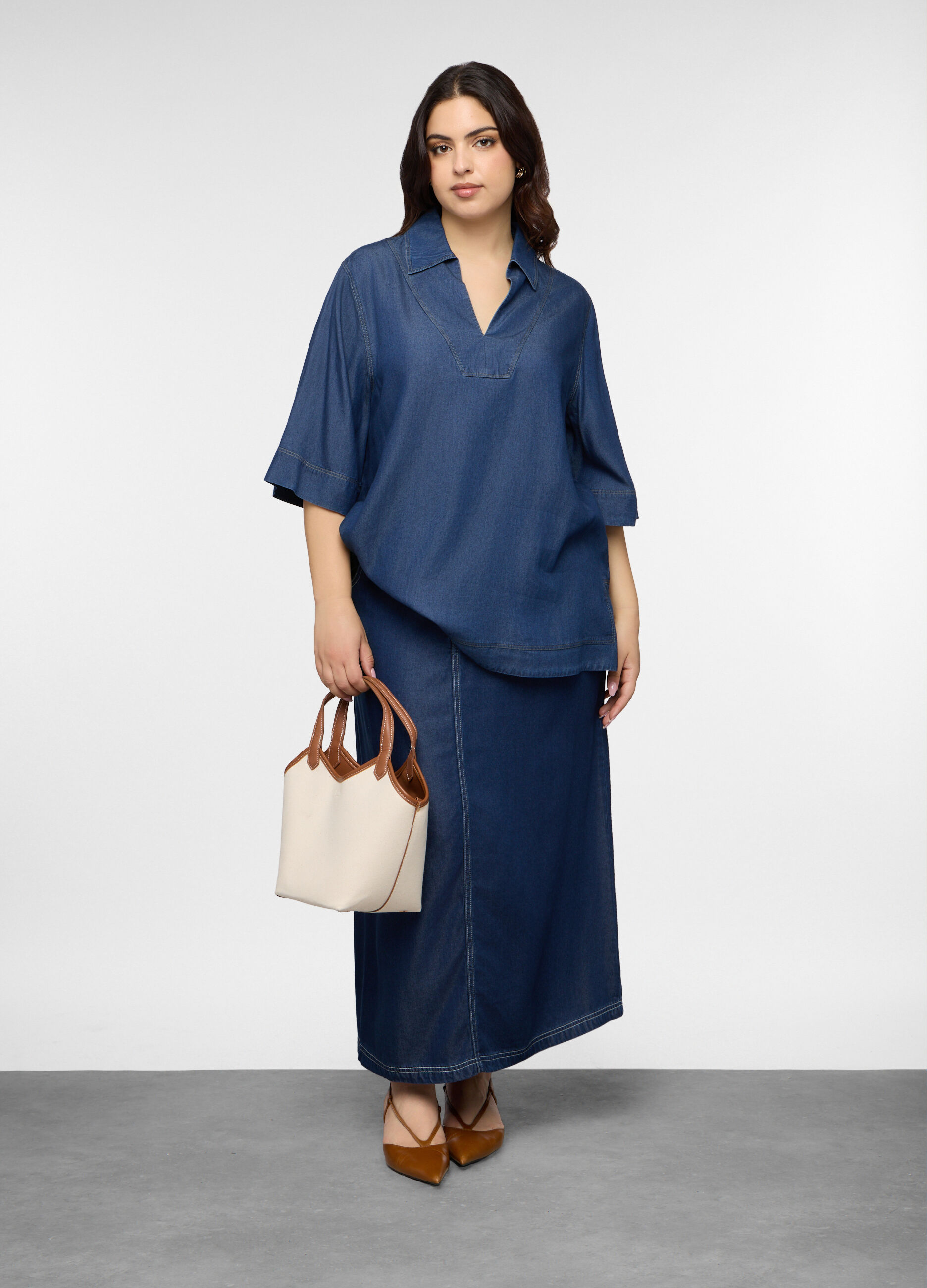 Blusa Fit Regular in pura lyocell donna curvy_0