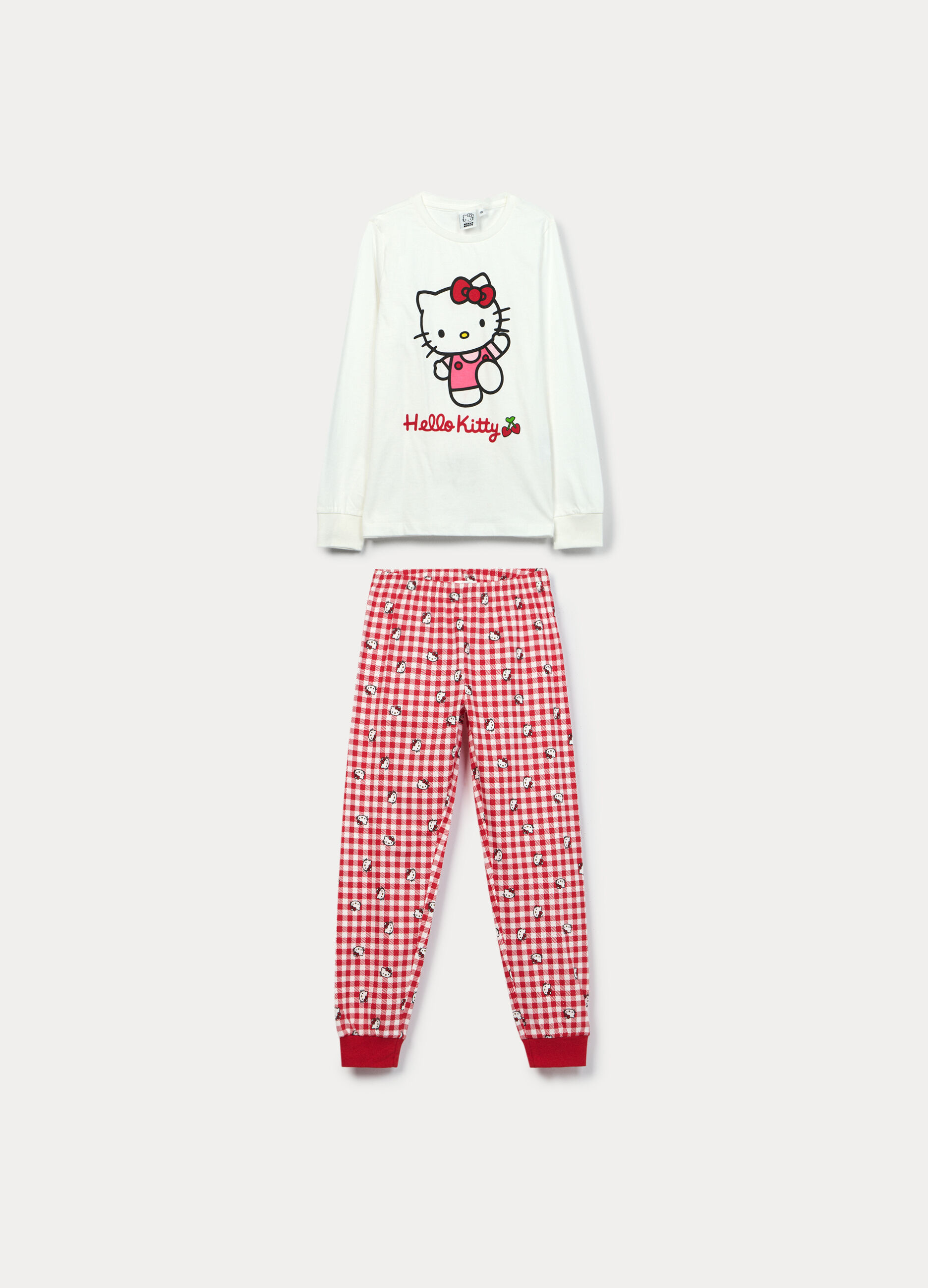 Set pigiama lungo Hello Kitty in jersey di puro cotone bambina_0