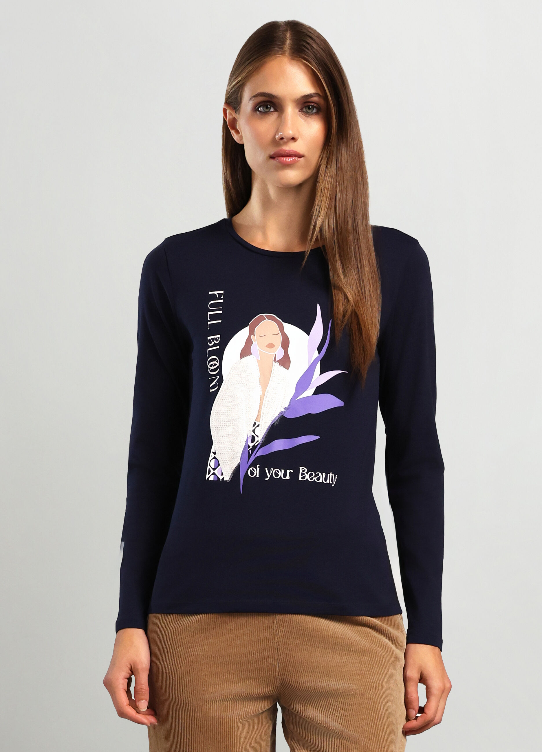 T-shirt in cotone stretch donna_0