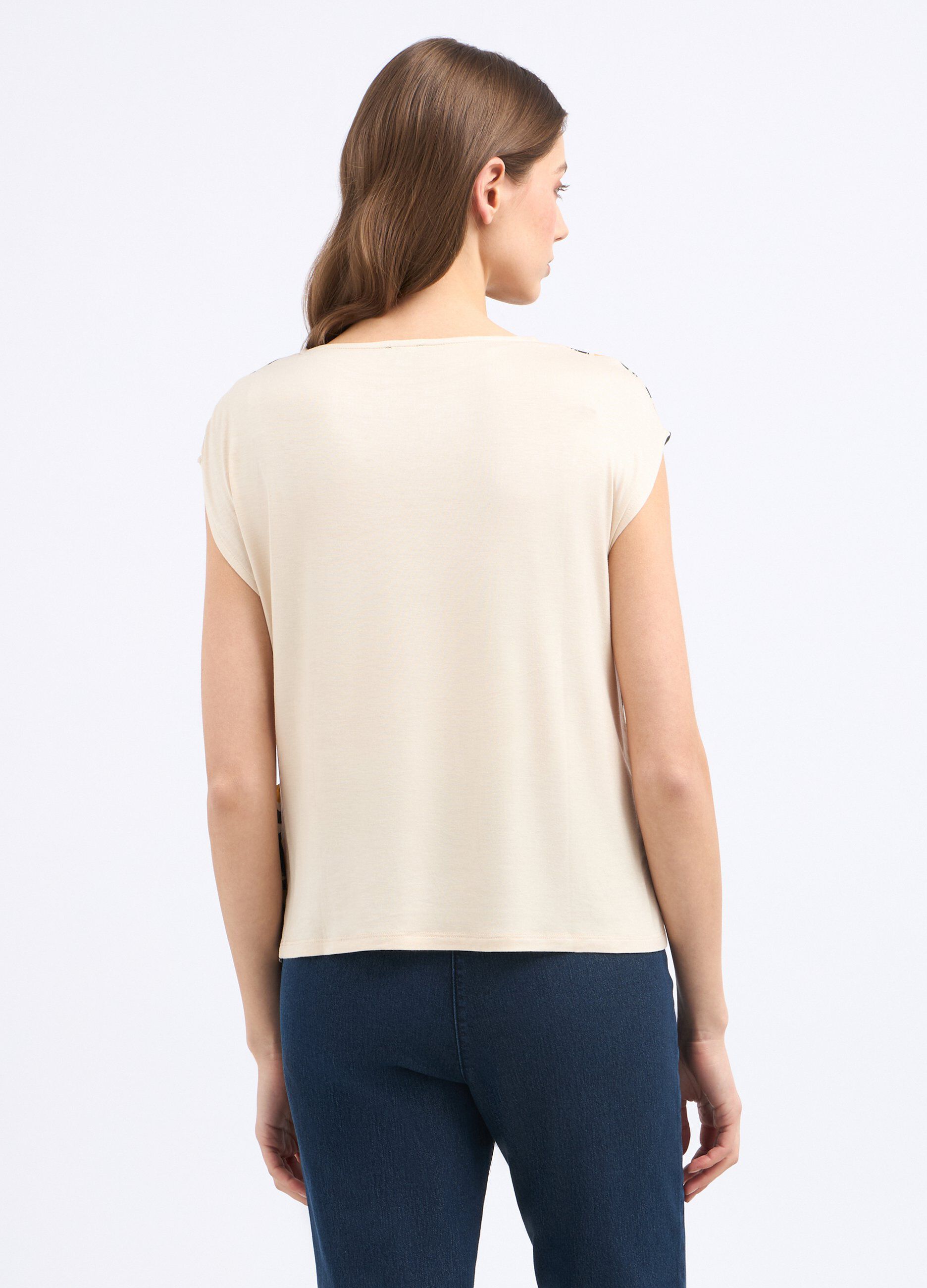 T-shirt in misto viscosa con nodo laterale donna