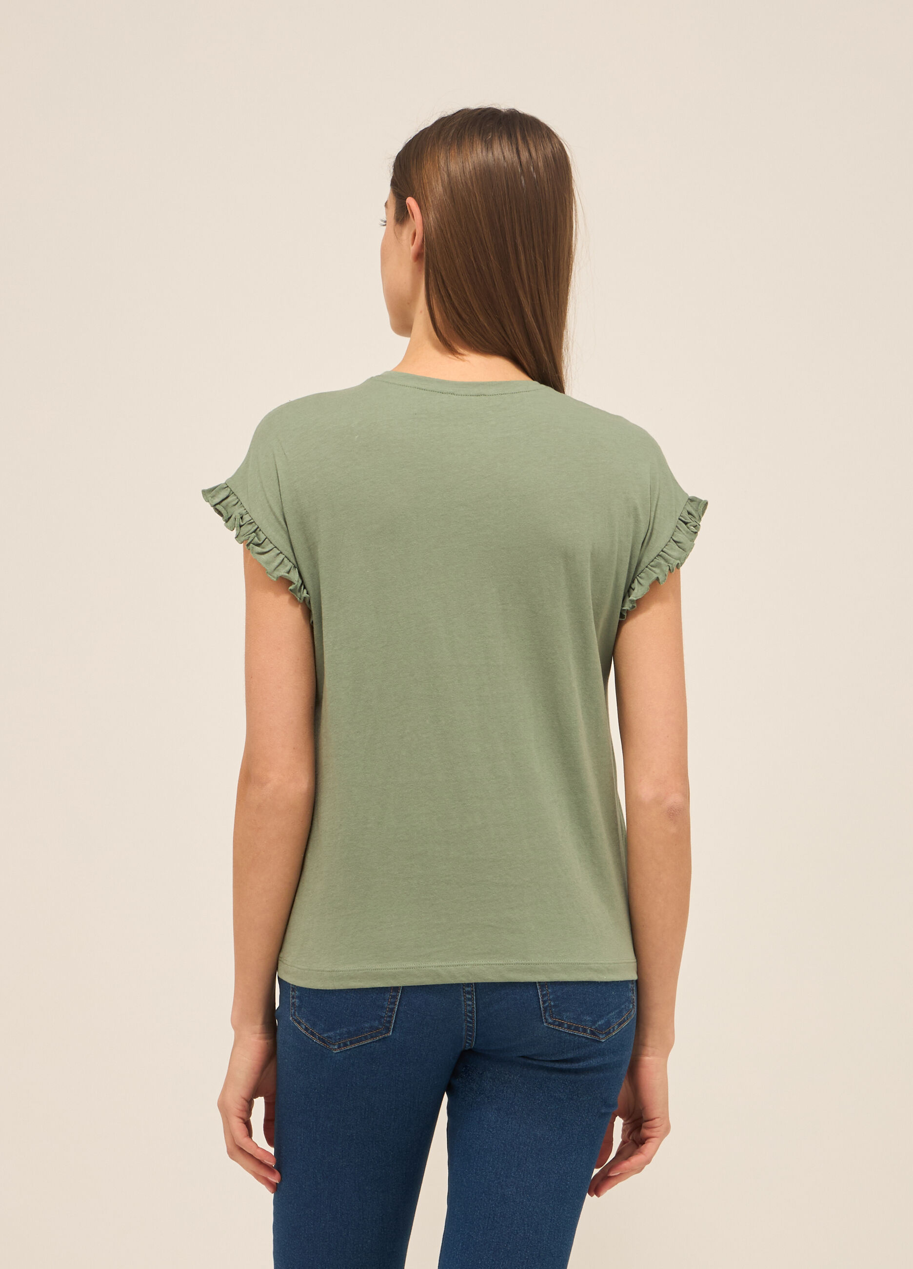 T-shirt smanicata in jersey di puro cotone donna