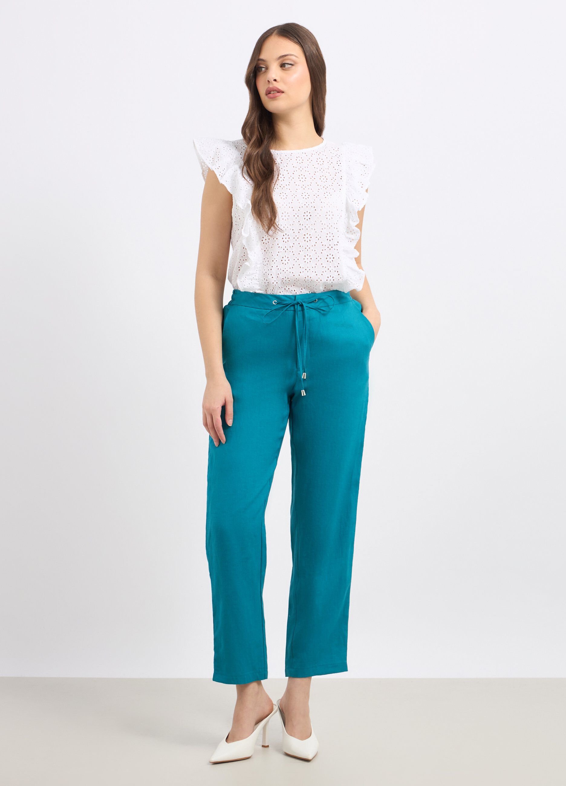 Pantaloni in puro lino donna_0