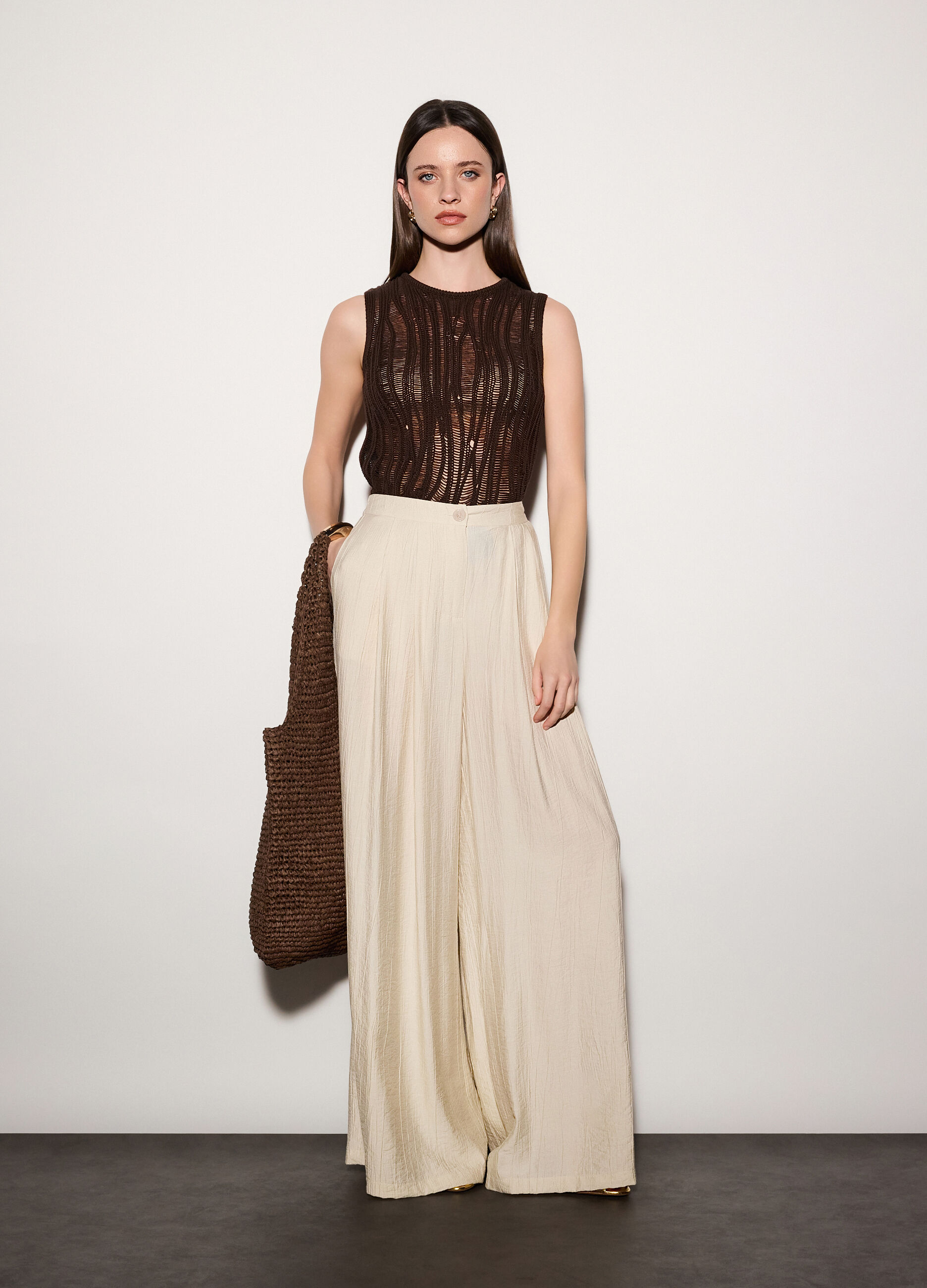 Pantaloni wide leg misto viscosa donna_0