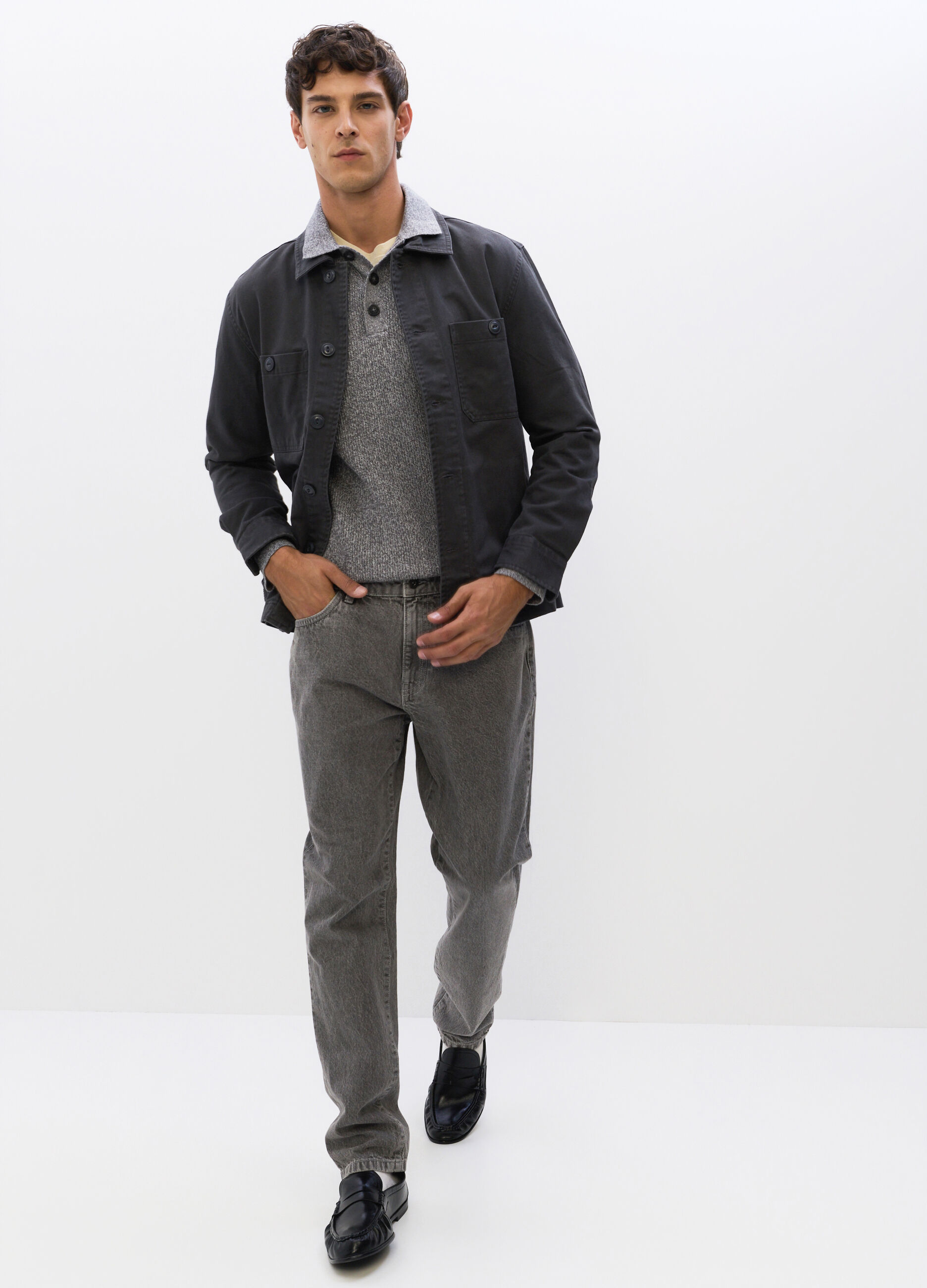 Jeans slim fit in denim di cotone uomo_0