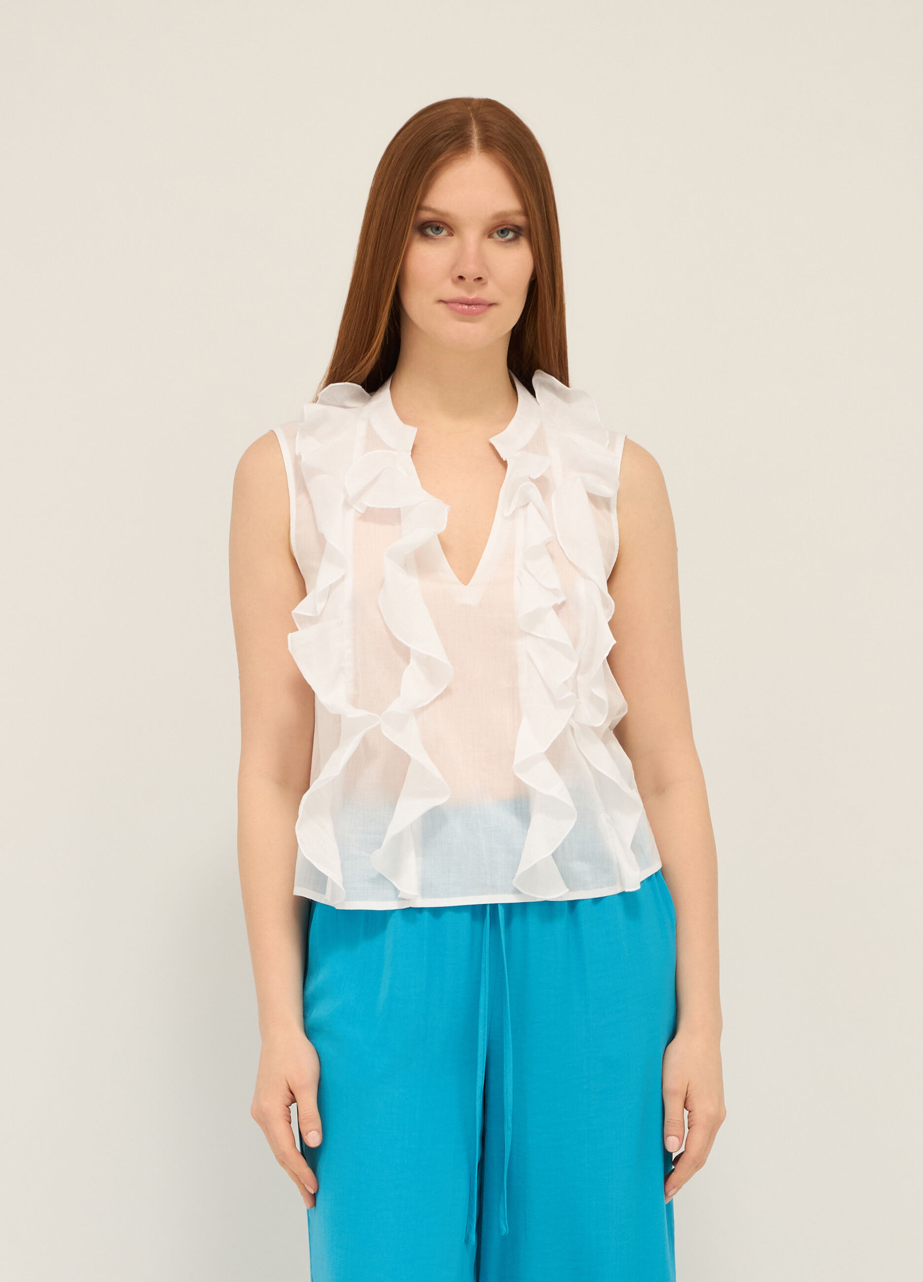 Blusa in puro cotone voile donna_0