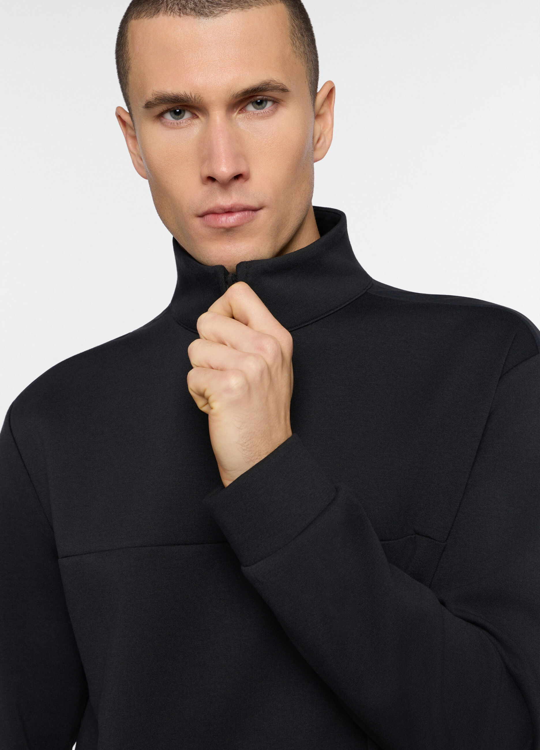 Felpa con mezza zip in interlock uomo_2