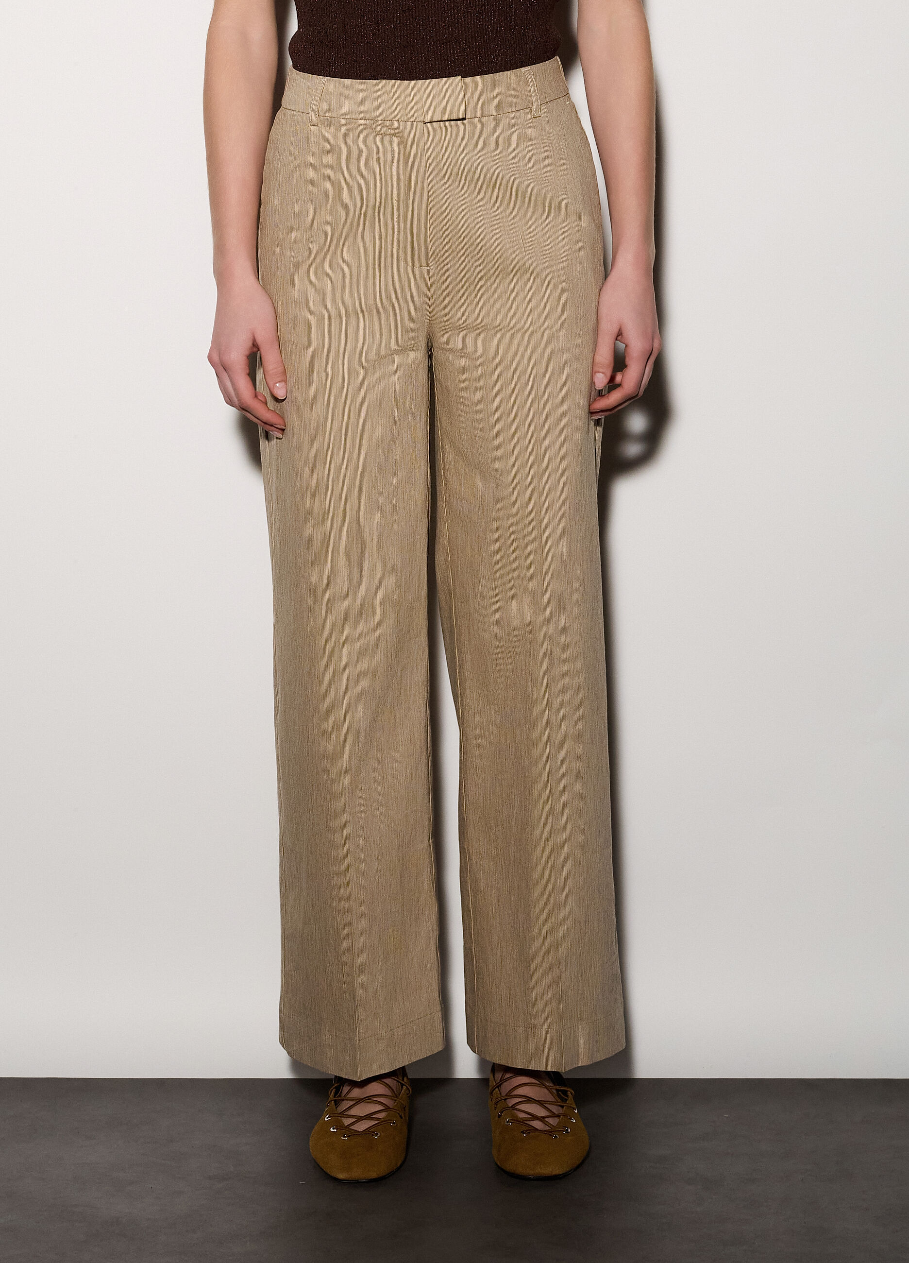Pantaloni regular fit misto lino donna_1