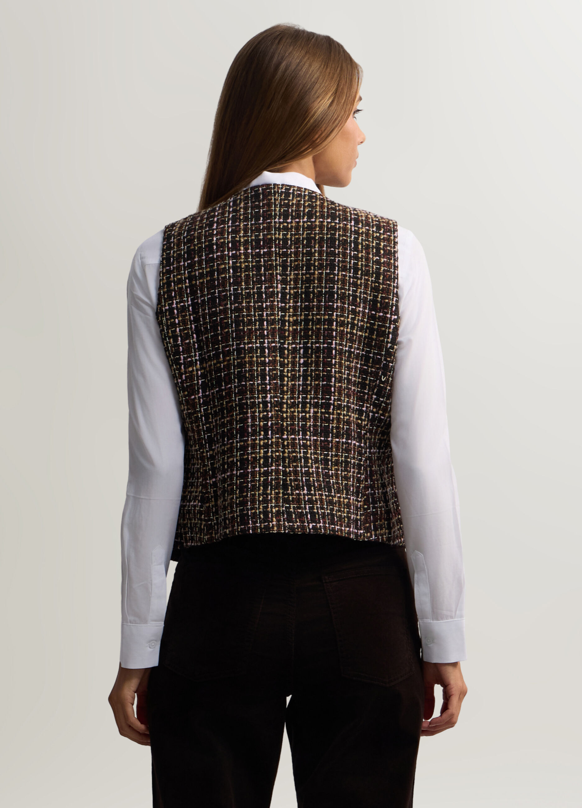 Gilet girocollo boucl&eacute; jaquard donna _1