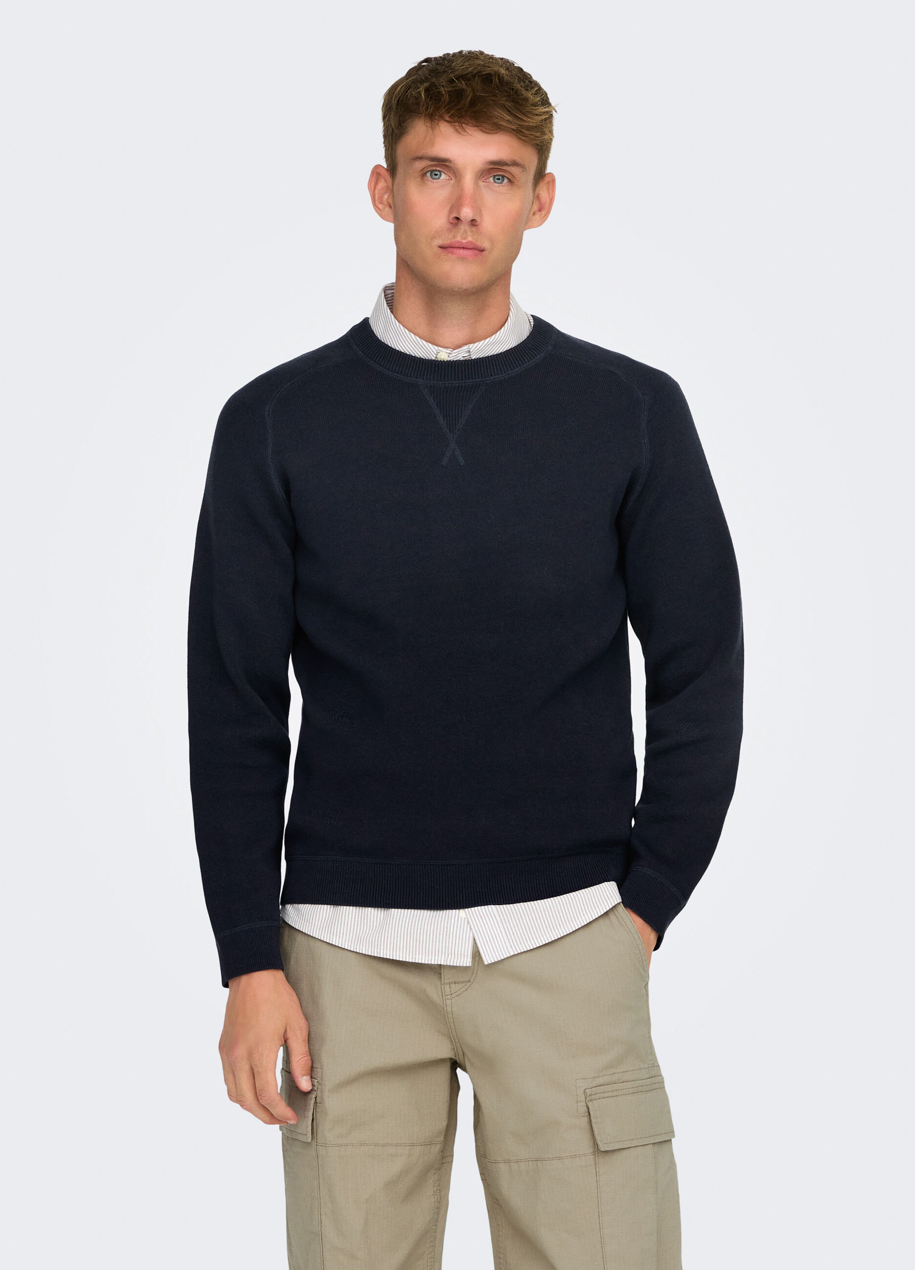 Felpa girocollo con spalla raglan uomo_0