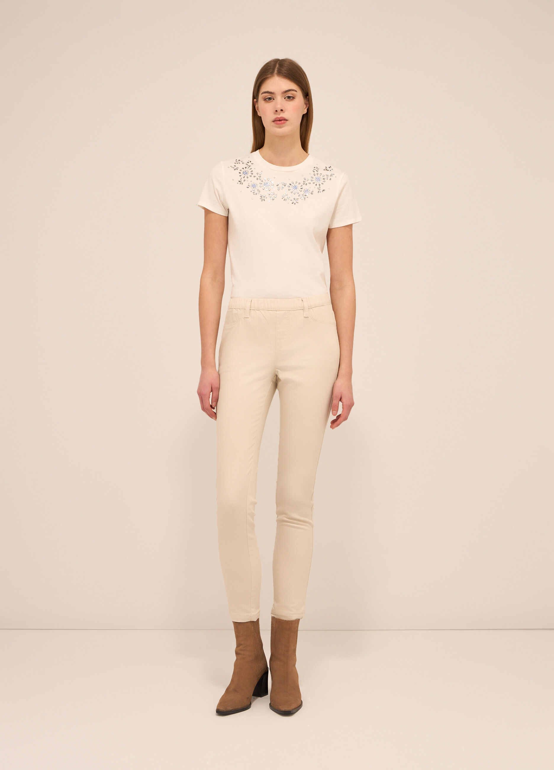 Jeggings in twill di misto cotone donna_0