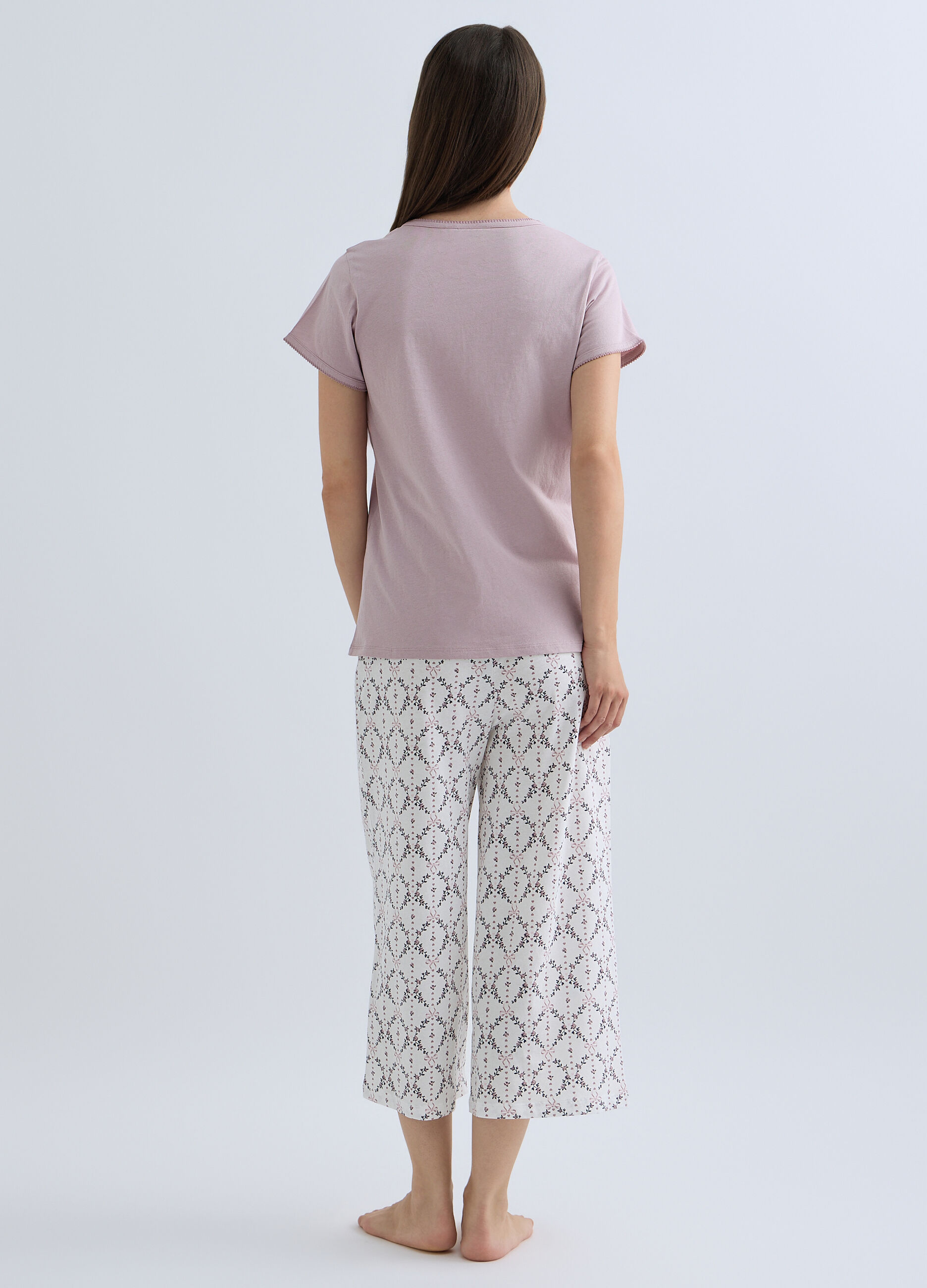 Pigiama corto in puro cotone donna_1